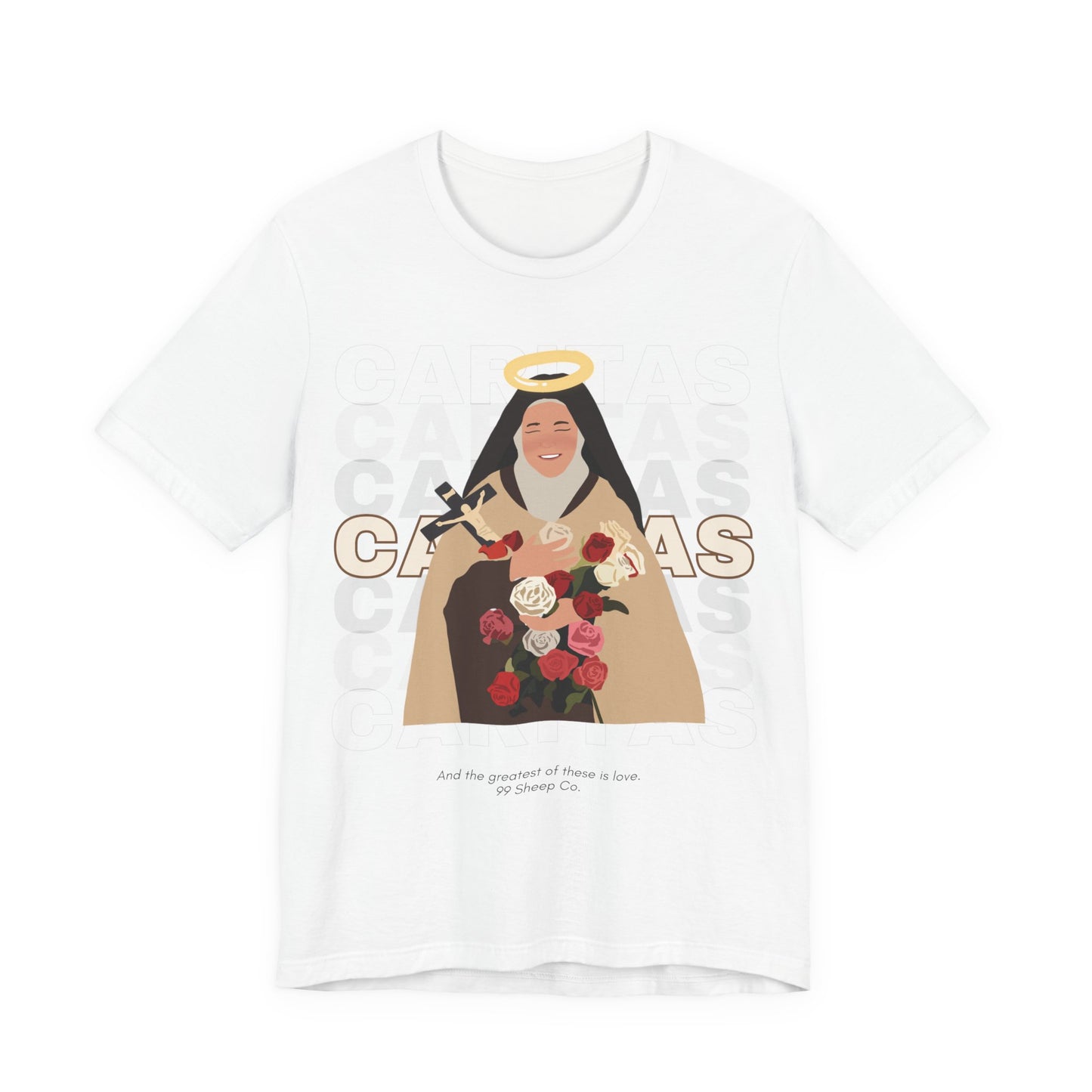 Caritas - St. Therese of Lisieux - 99 Sheep Signature Collection - Premium Unisex Adult Tee Shirt