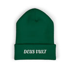 Deus Vult Embroidered Cuffed Beanie Unisex - Military Green