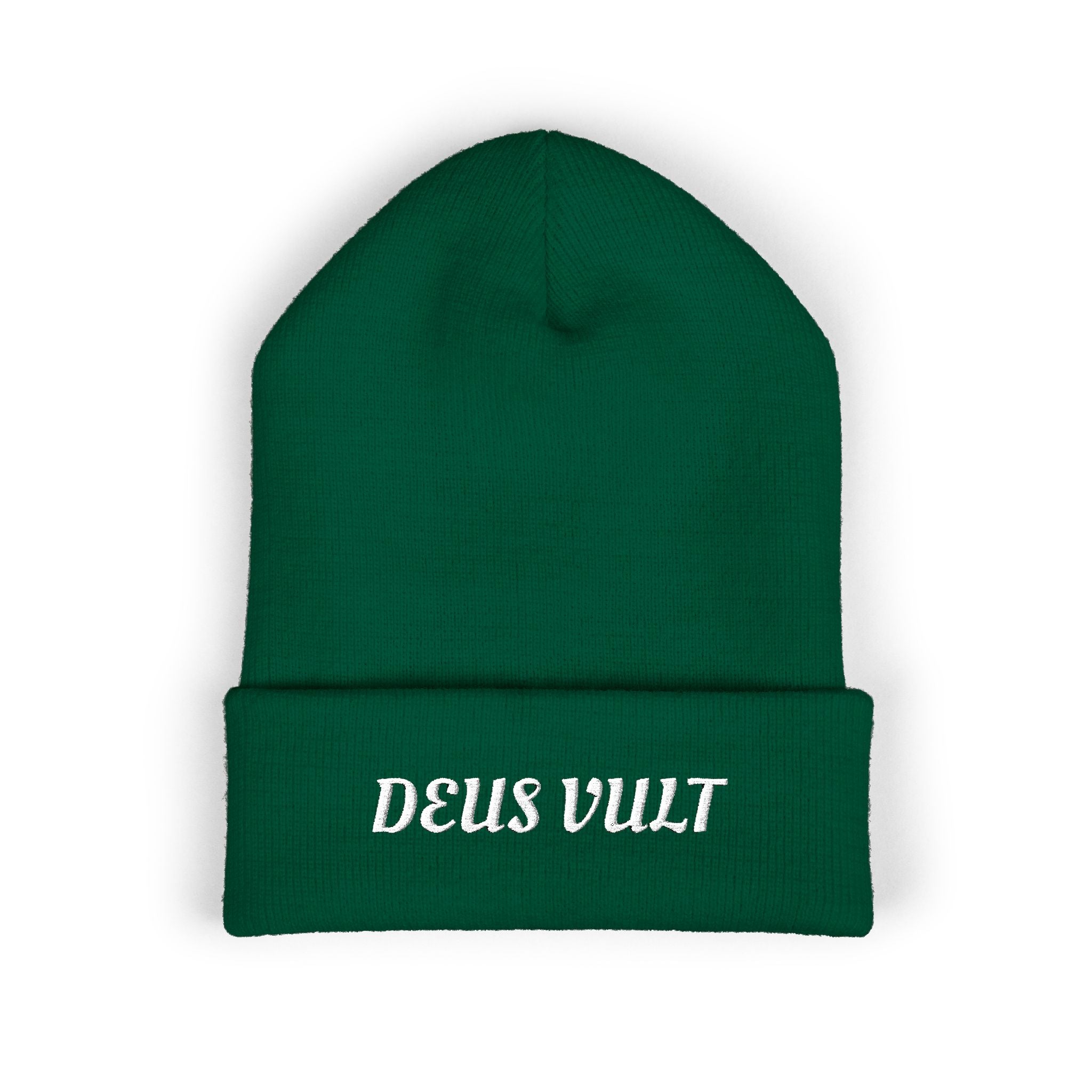 Deus Vult Embroidered Cuffed Beanie Unisex - Military Green