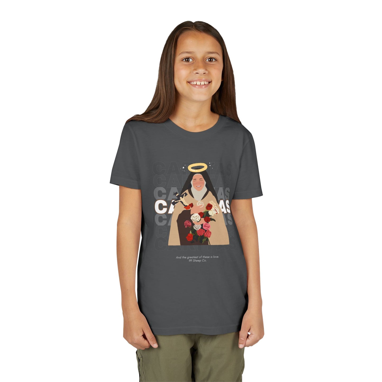 Caritas - St. Therese of Lisieux - 99 Sheep Signature Collection - Premium Unisex Youth Shirt