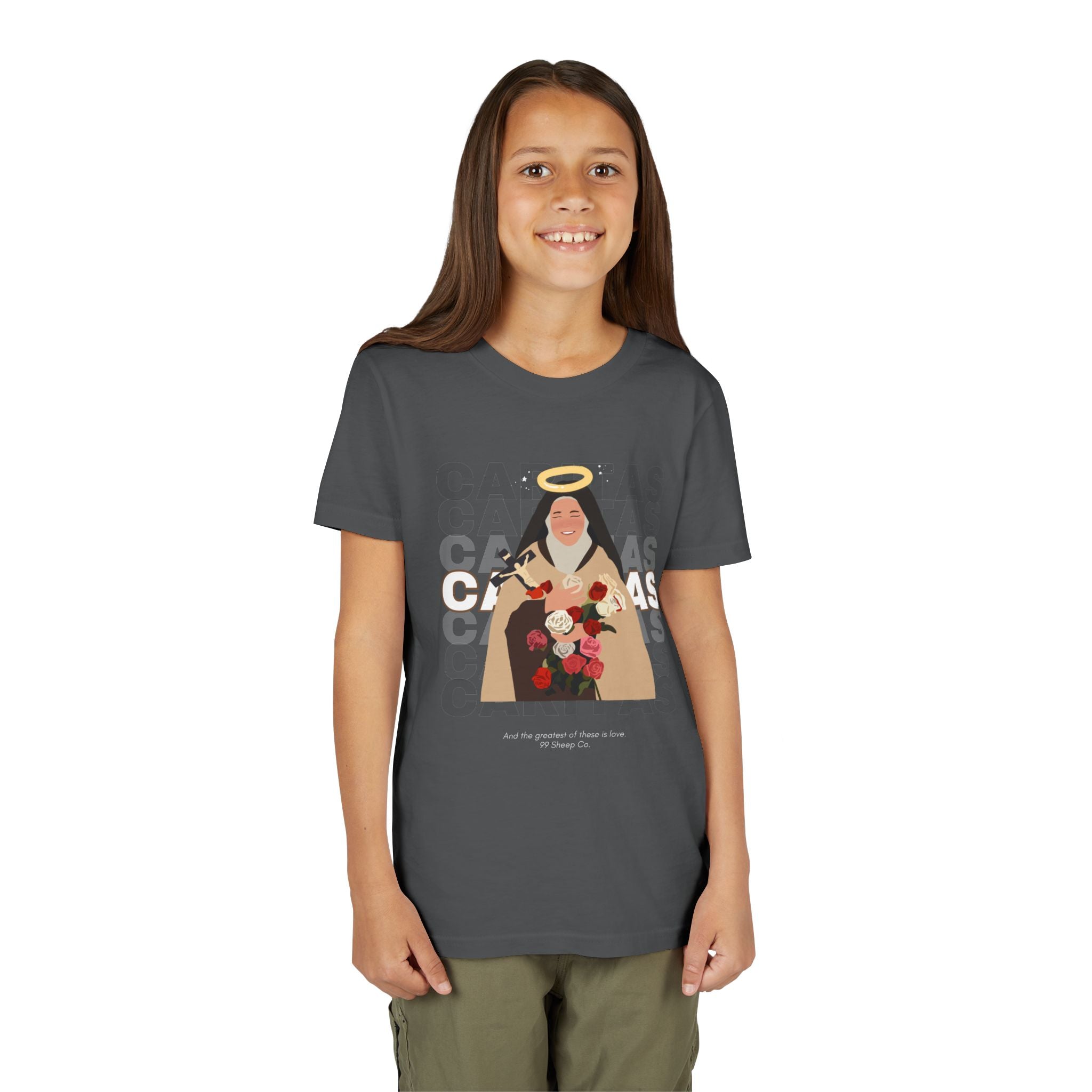 Caritas - St. Therese of Lisieux - 99 Sheep Signature Collection - Premium Unisex Youth Shirt