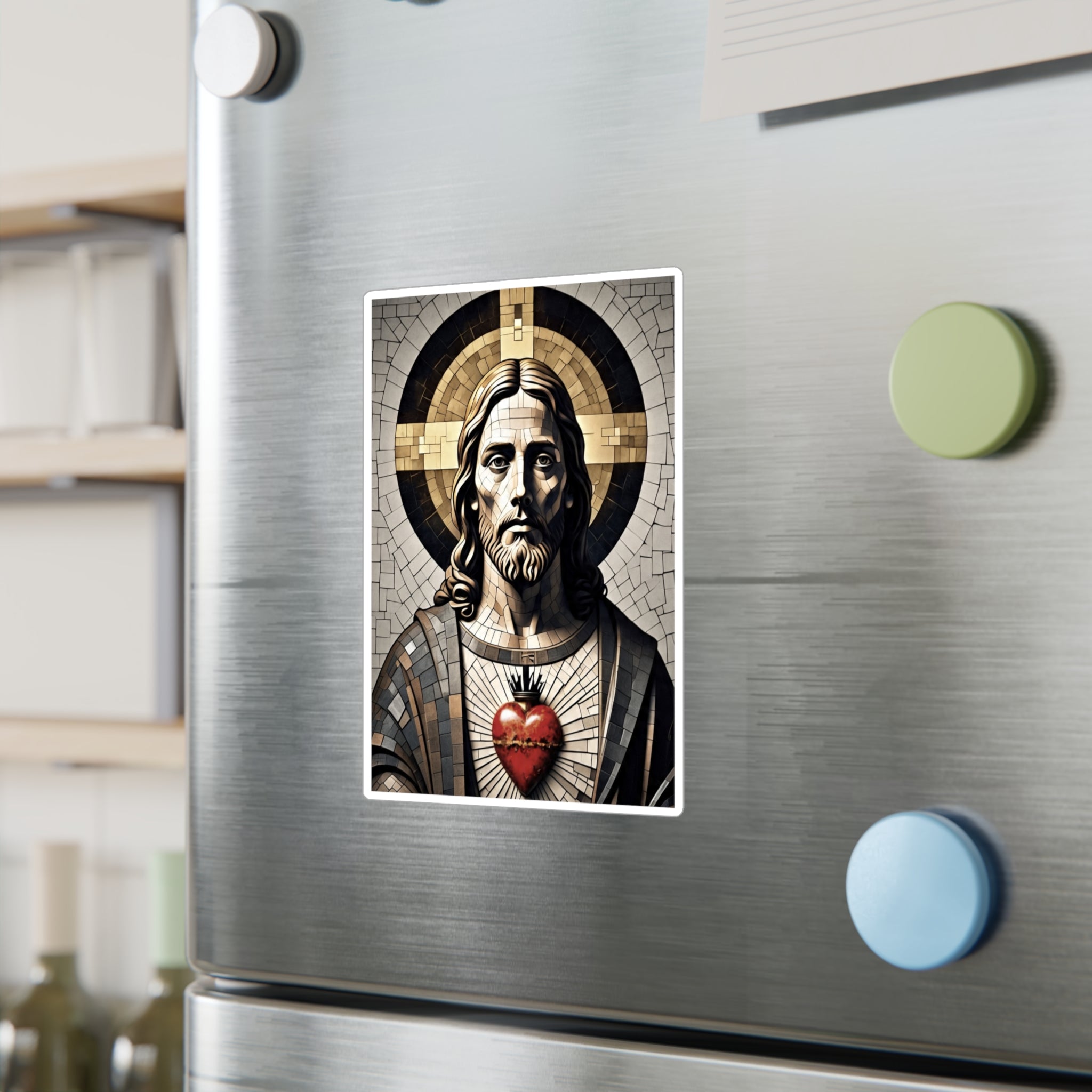 Sacred Heart of Jesus - Kiss-Cut Vinyl Decals, Christian Stickers, Religious Home Decor, Miraculous Love, Sacred Heart Art, Inspirational Gifts