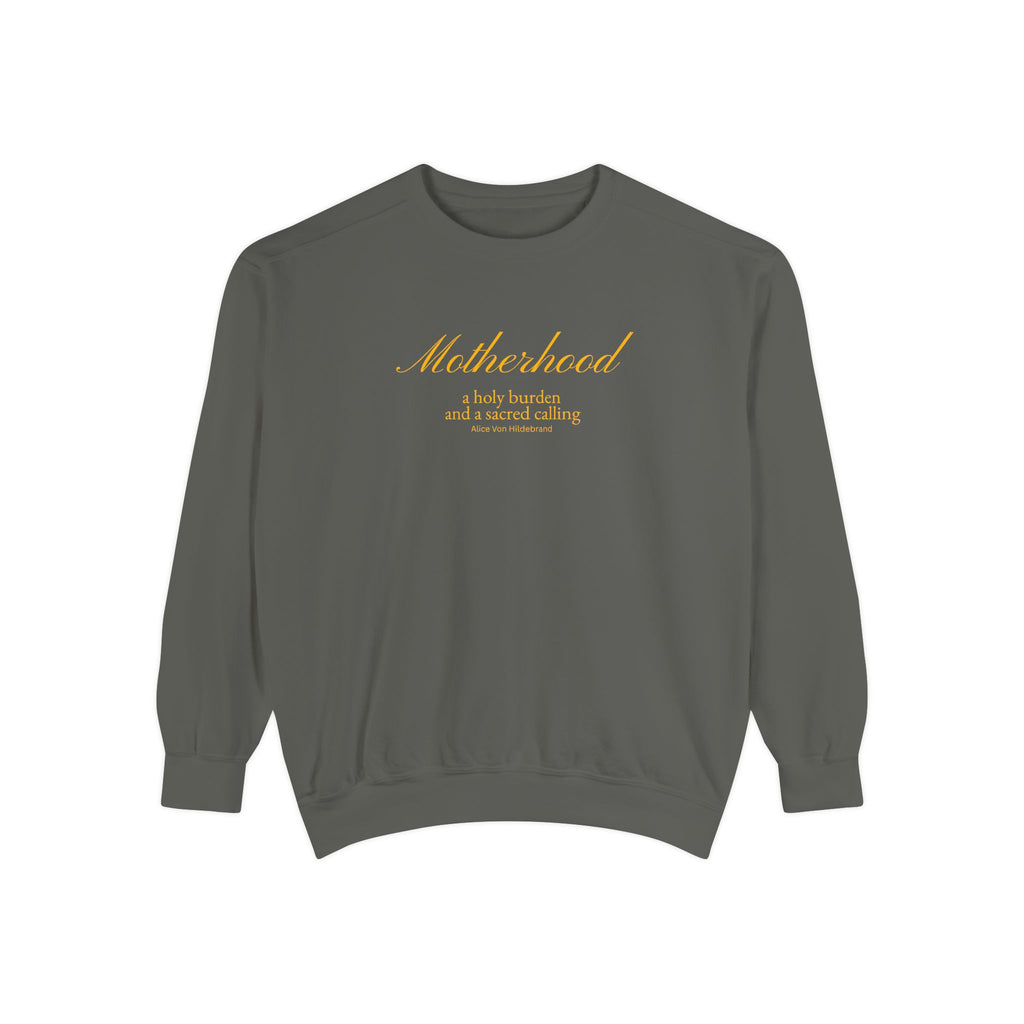 Motherhood | Our Lady of Sorrows - Premium Catholic Garment Dyed Sweatshirt