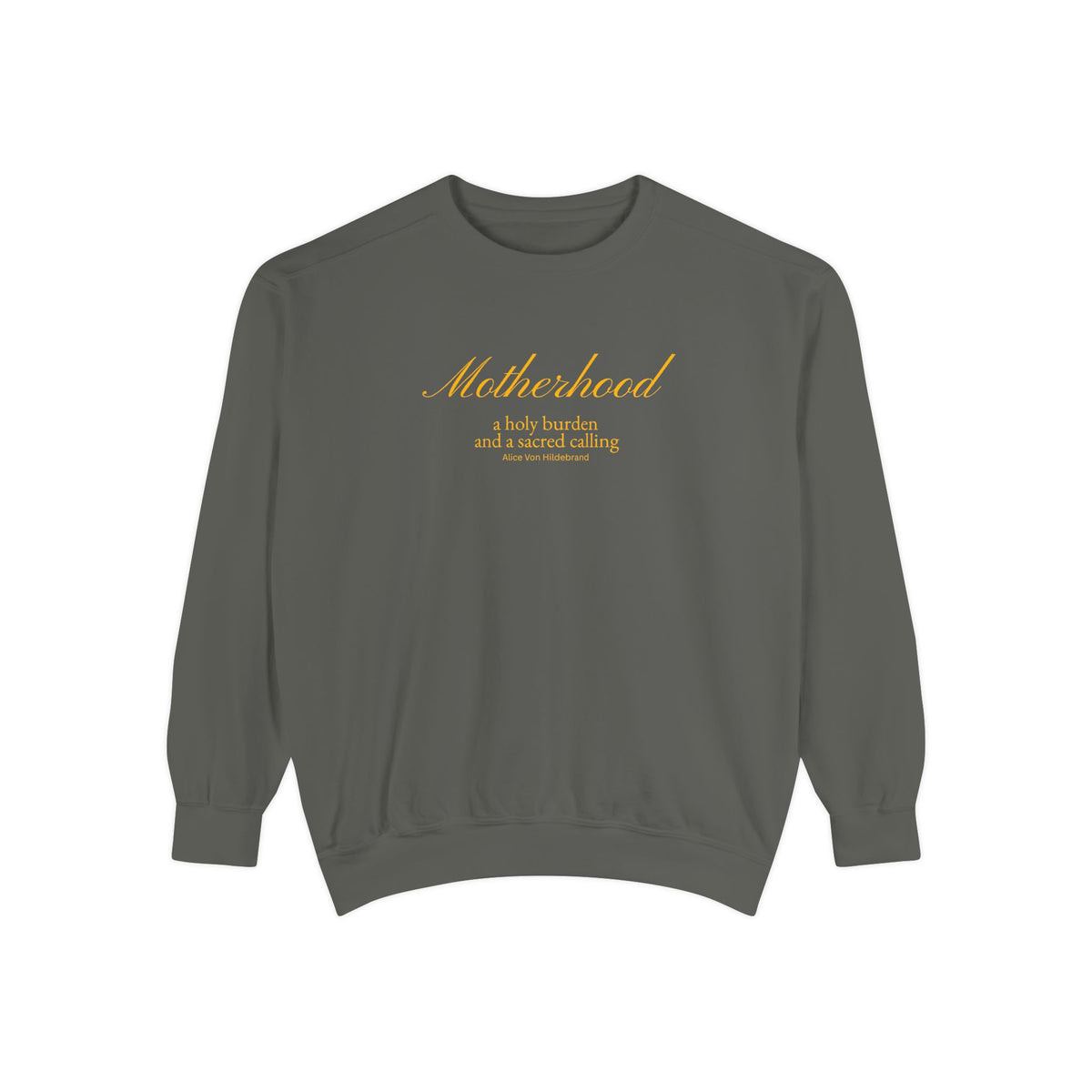 Motherhood | Our Lady of Sorrows - Premium Catholic Garment Dyed Sweatshirt