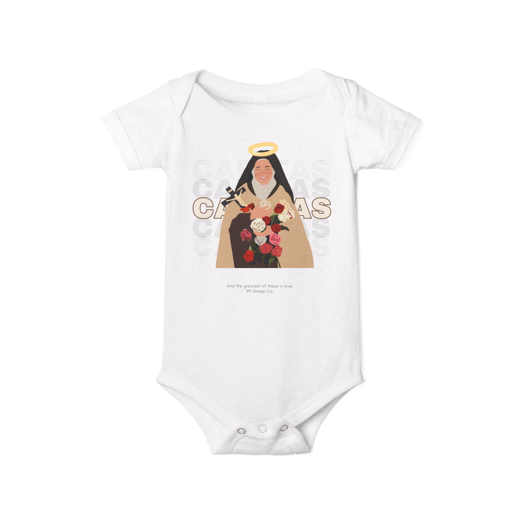 Caritas - St. Therese of Lisieux - 99 Sheep Signature Collection - Premium Unisex Baby Onesie