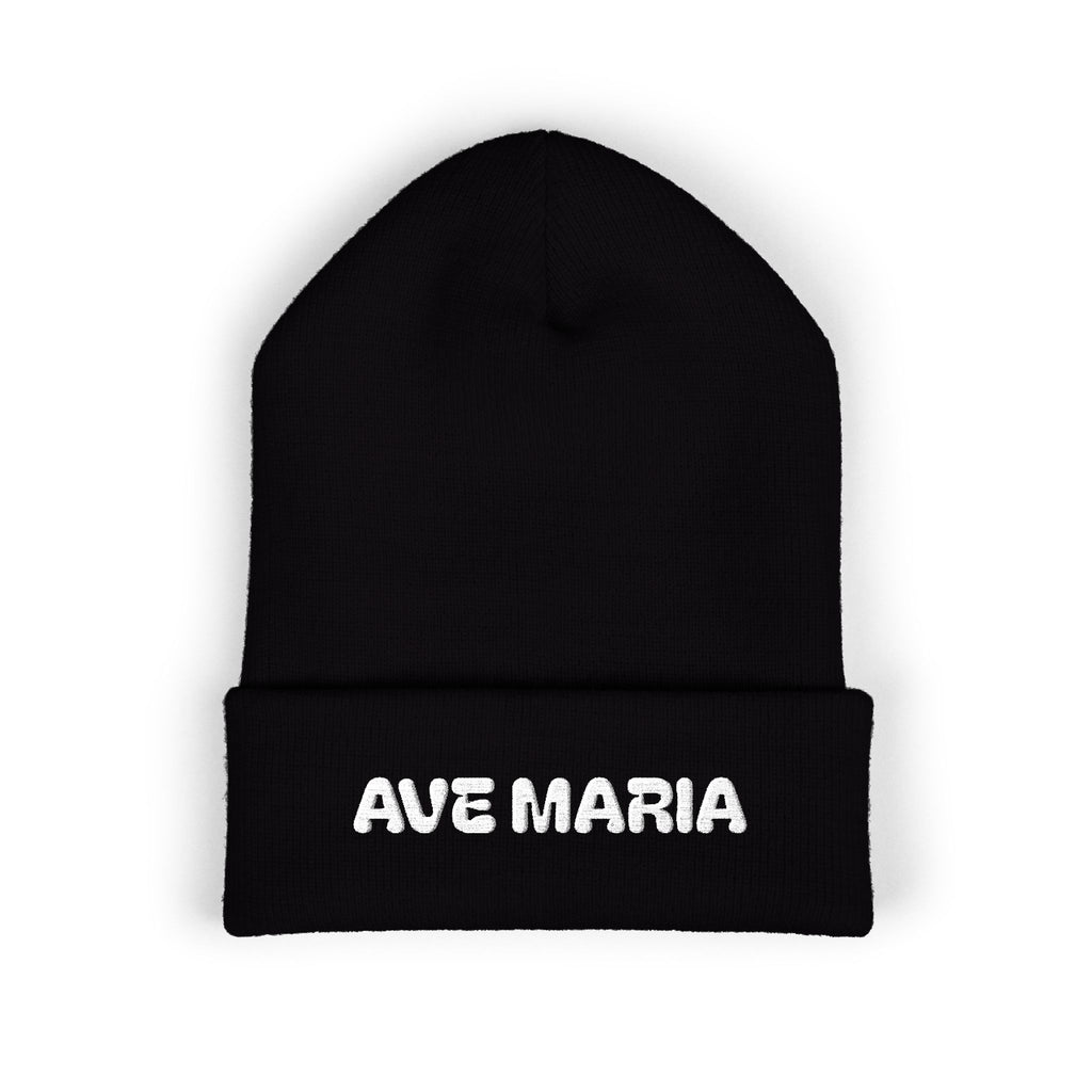 Ave Maria Embroidered Cuffed Beanie Unisex