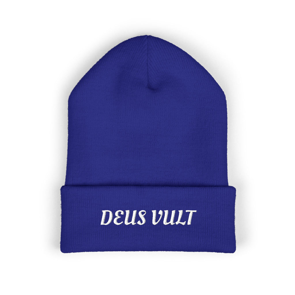 Deus Vult Embroidered Cuffed Beanie Unisex - Military Green