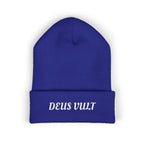 Deus Vult Embroidered Cuffed Beanie Unisex - Military Green
