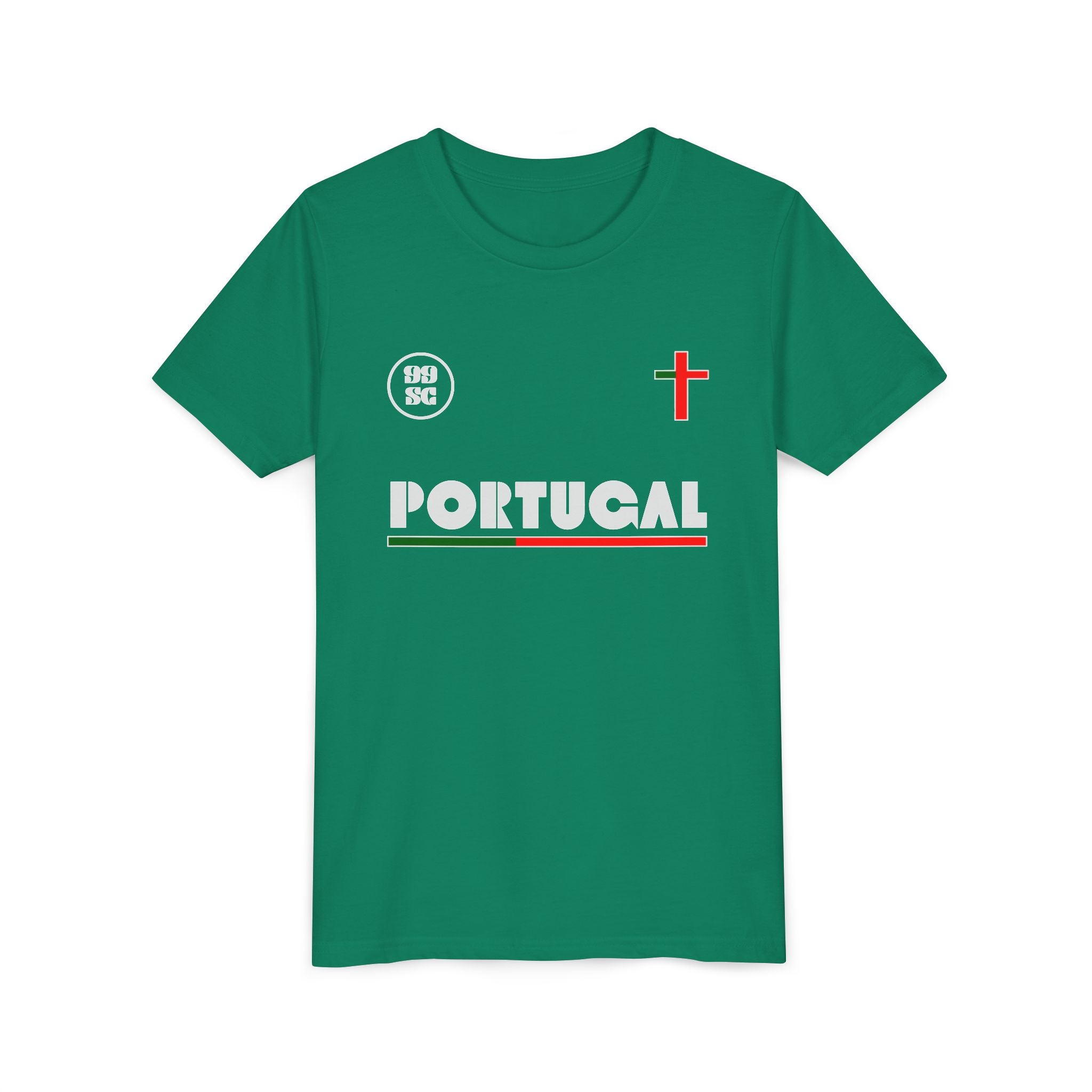Our Lady of Fátima Catholic T-Shirt · Portugal Soccer Youth Tee · Unisex Marian Devotion Apparel · Made in USA · 100% Profits Donated · 2026