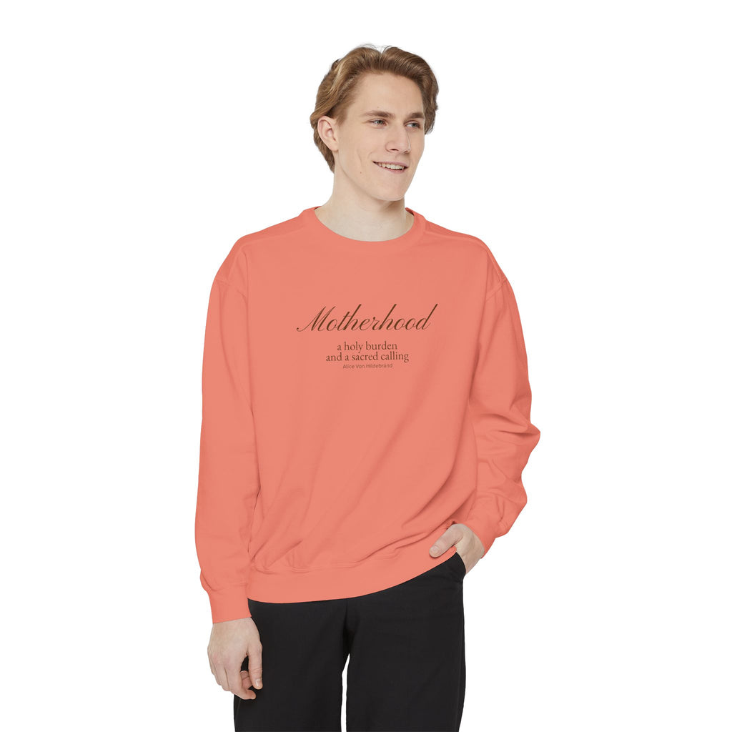 Motherhood | Our Lady of Sorrows - Premium Catholic Garment Dyed Sweatshirt
