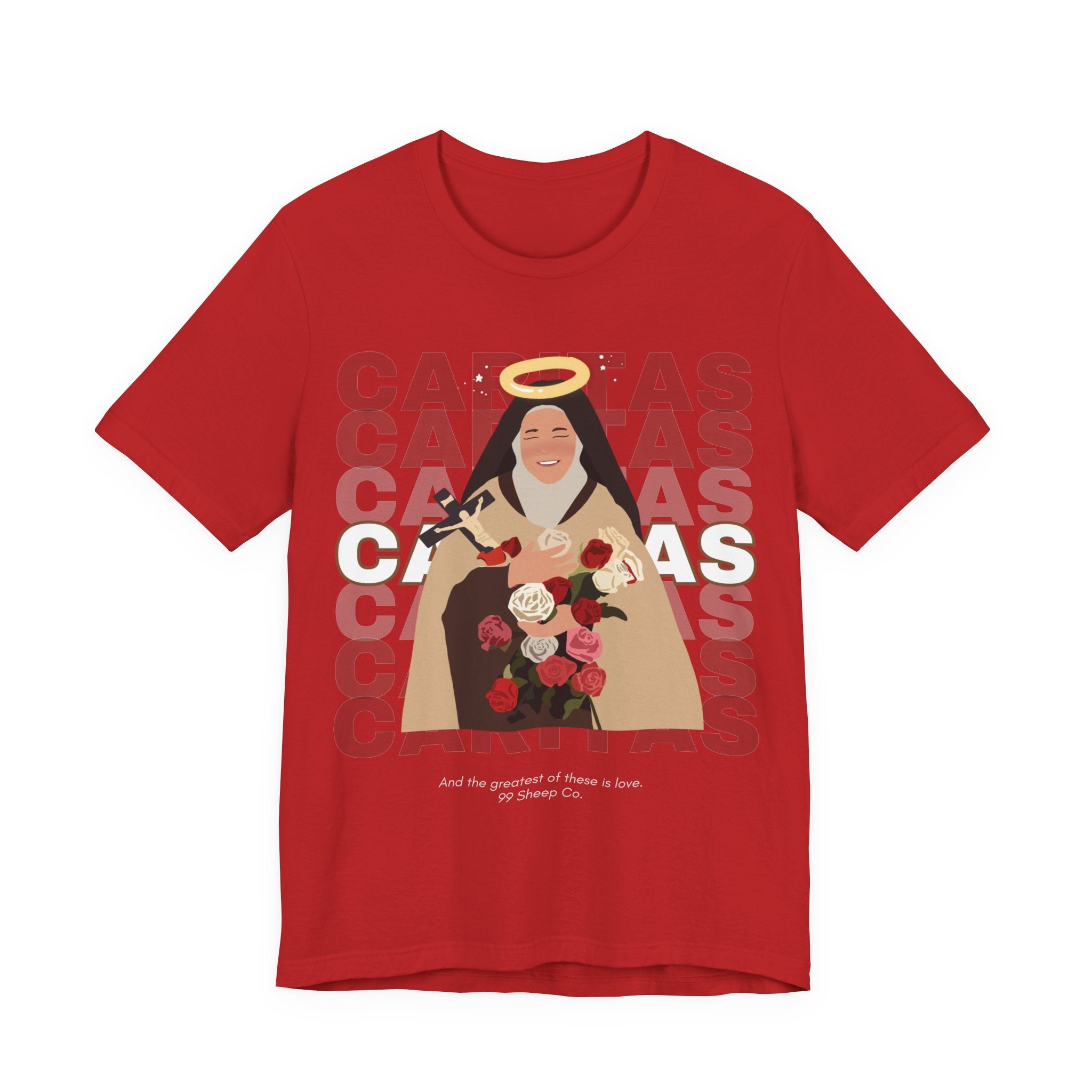 Caritas - St. Therese of Lisieux - 99 Sheep Signature Collection - Premium Unisex Adult Tee Shirt