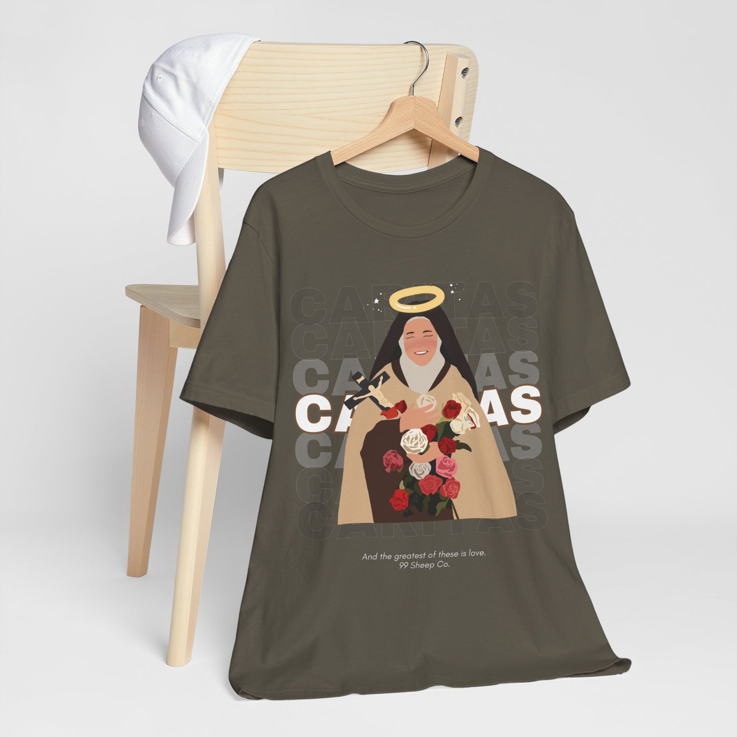 Caritas - St. Therese of Lisieux - 99 Sheep Signature Collection - Premium Unisex Adult Tee Shirt