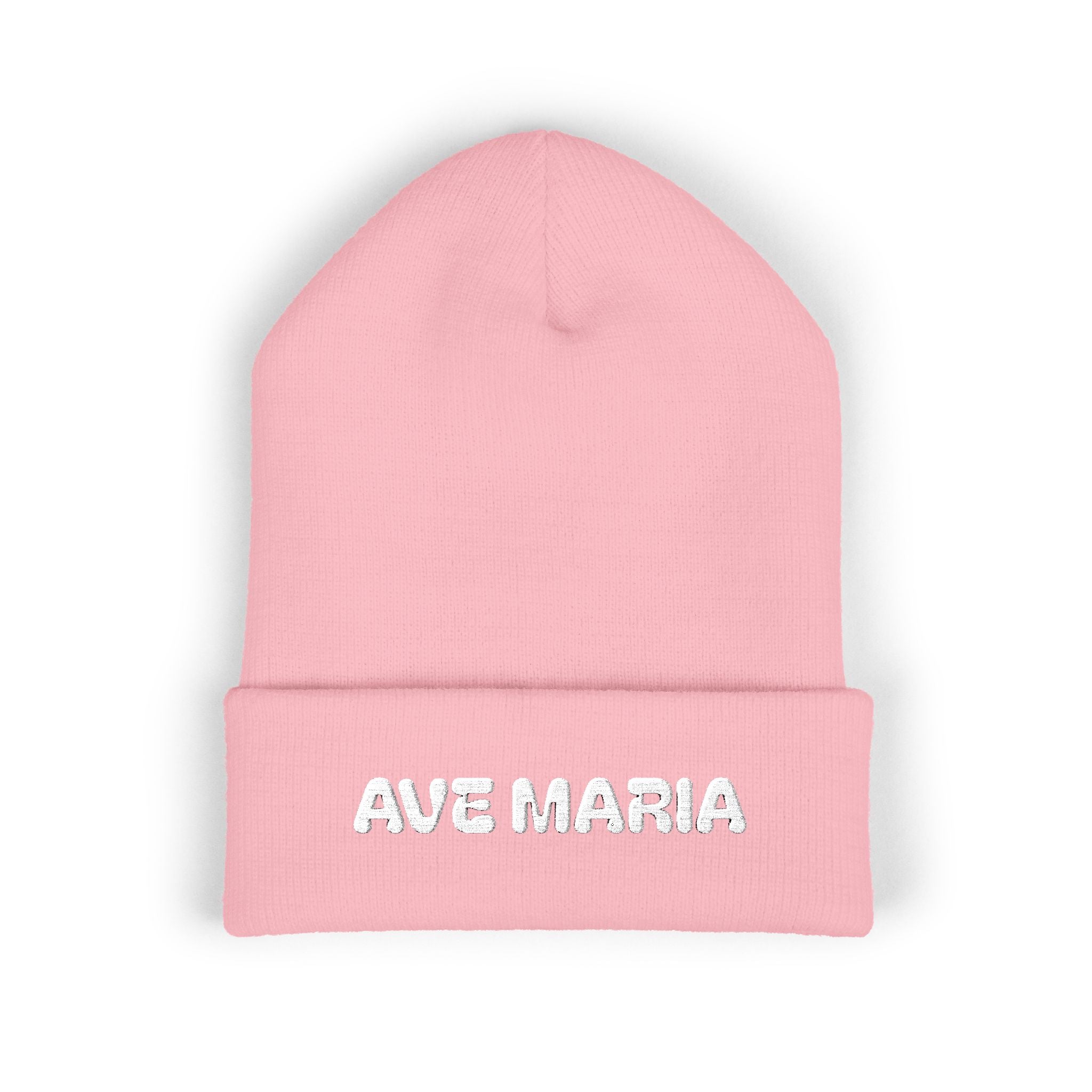 Ave Maria Embroidered Cuffed Beanie Unisex