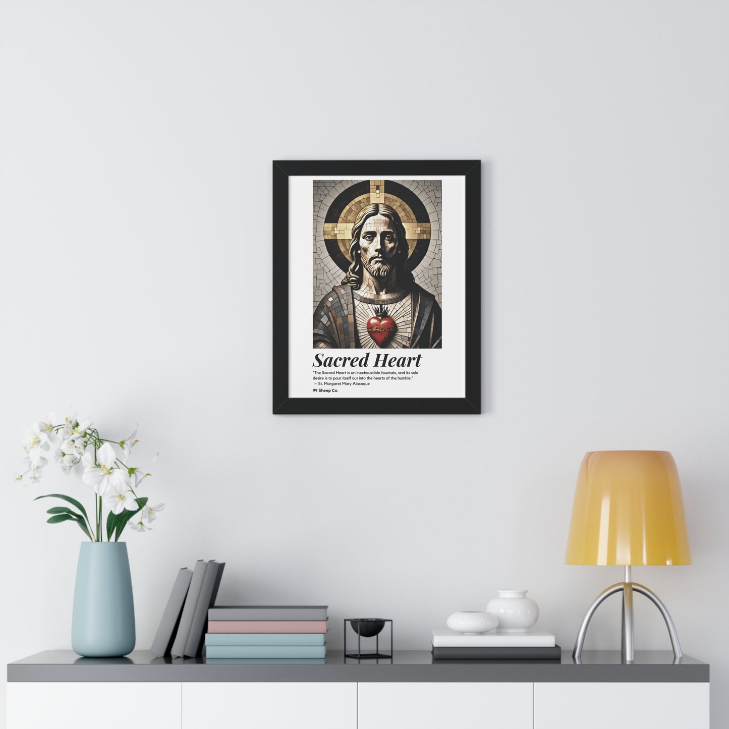 Sacred Heart of Jesus Vertical Mosaic Poster | Religious Wall Art, Home Decor, Christian Gift, Artwork