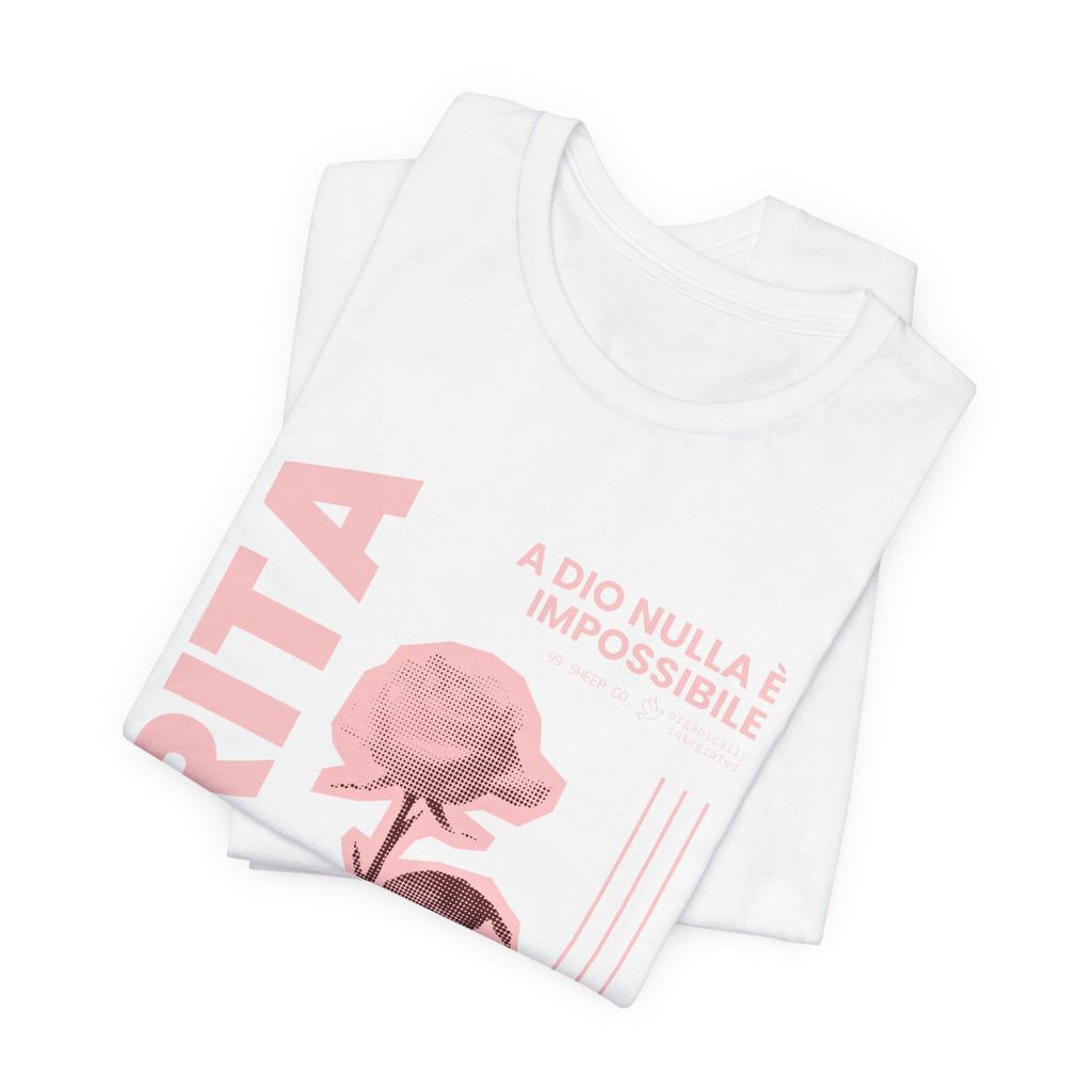 St. Rita of Cascia Women's Tee — "Nothing Is Impossible With God"