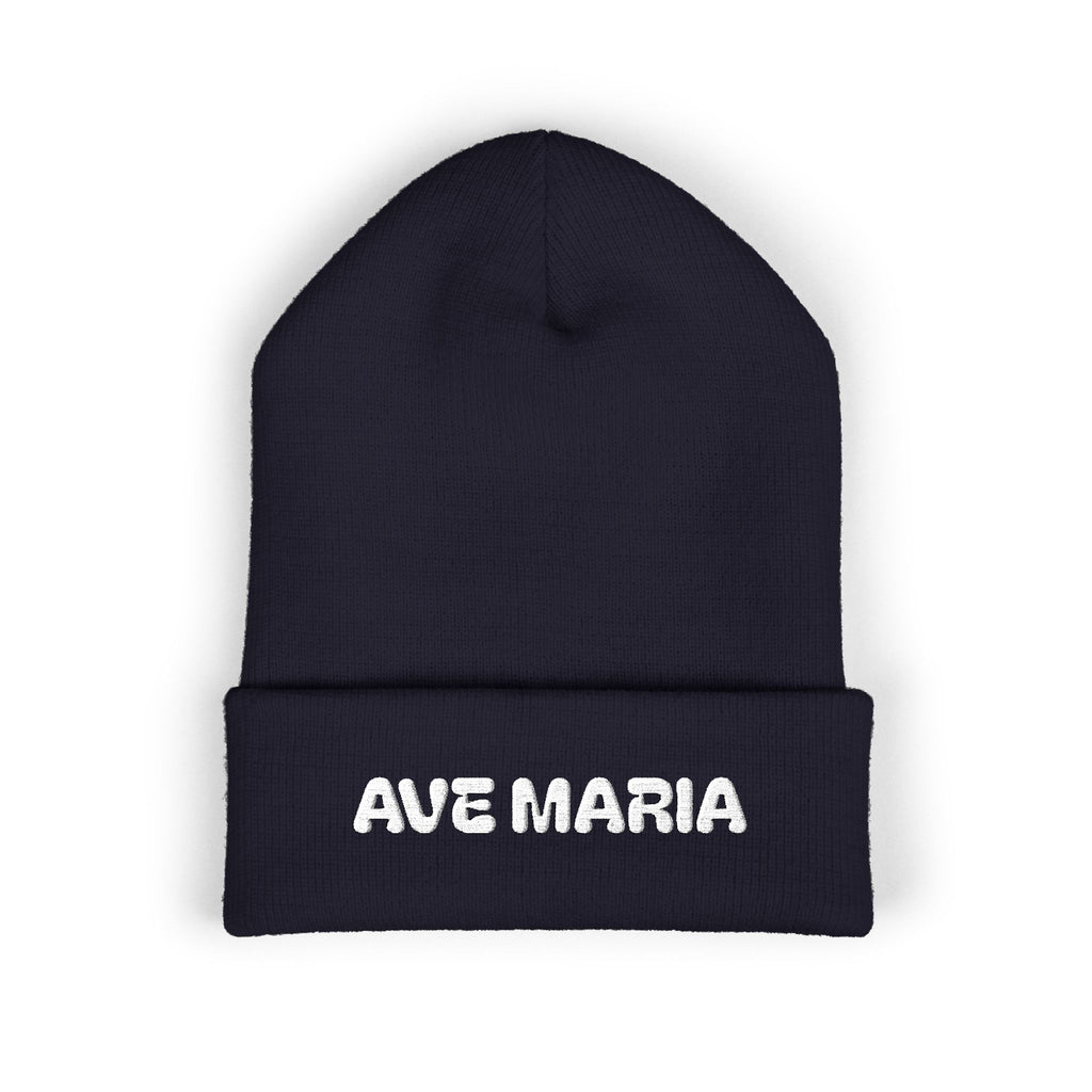 Ave Maria Embroidered Cuffed Beanie Unisex