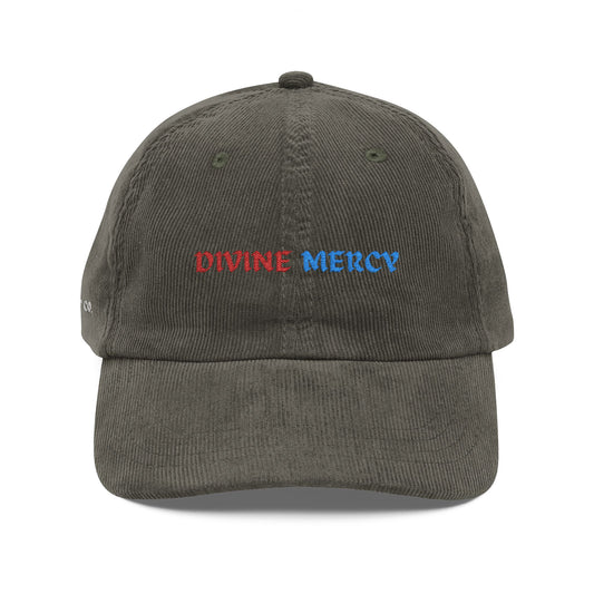 Divine Mercy Vintage Embroidery Corduroy Cap