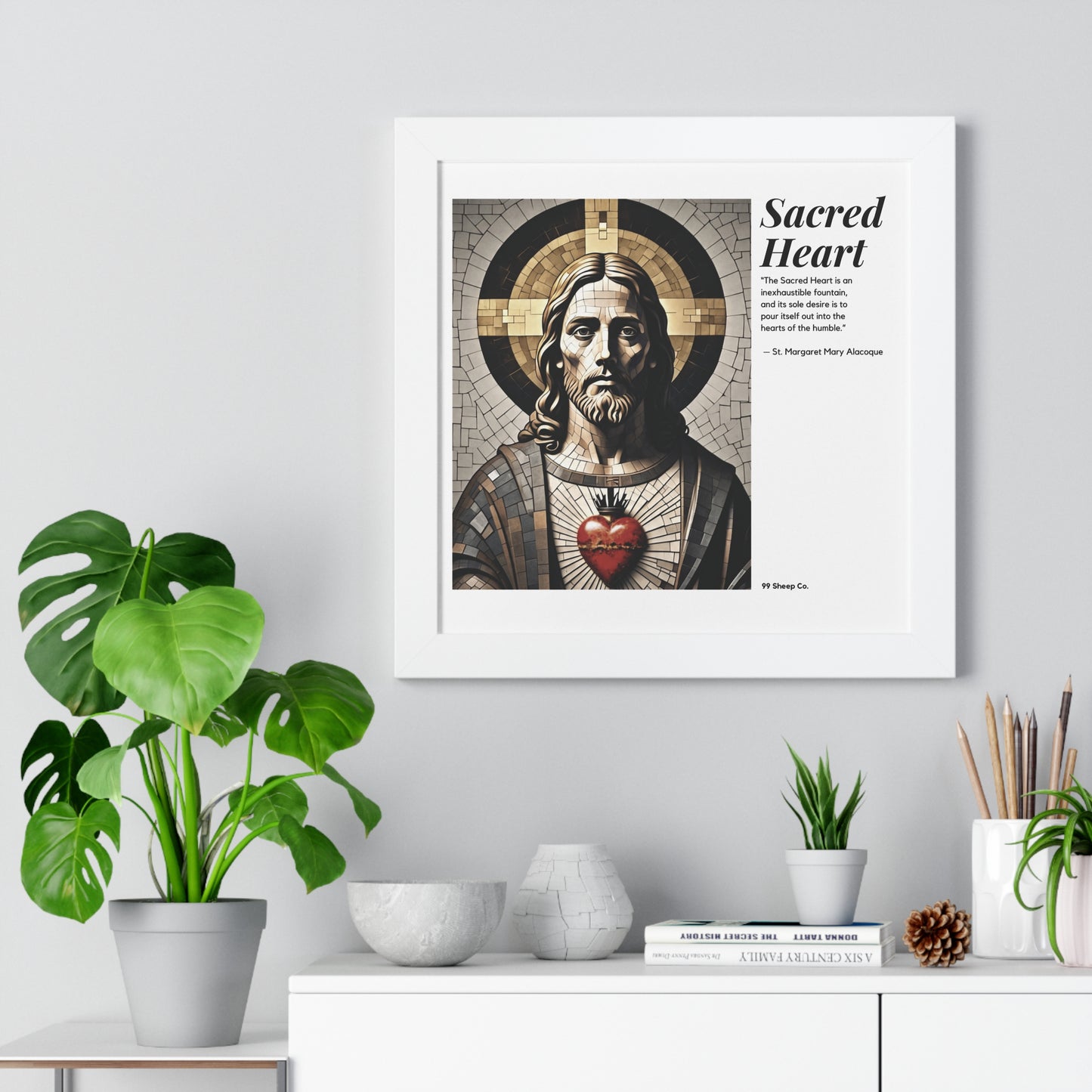 Sacred Heart of Jesus Vertical Mosaic Poster | Religious Wall Art, Home Decor, Christian Gift, Artwork