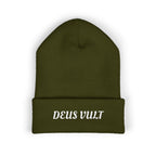 Deus Vult Embroidered Cuffed Beanie Unisex - Military Green