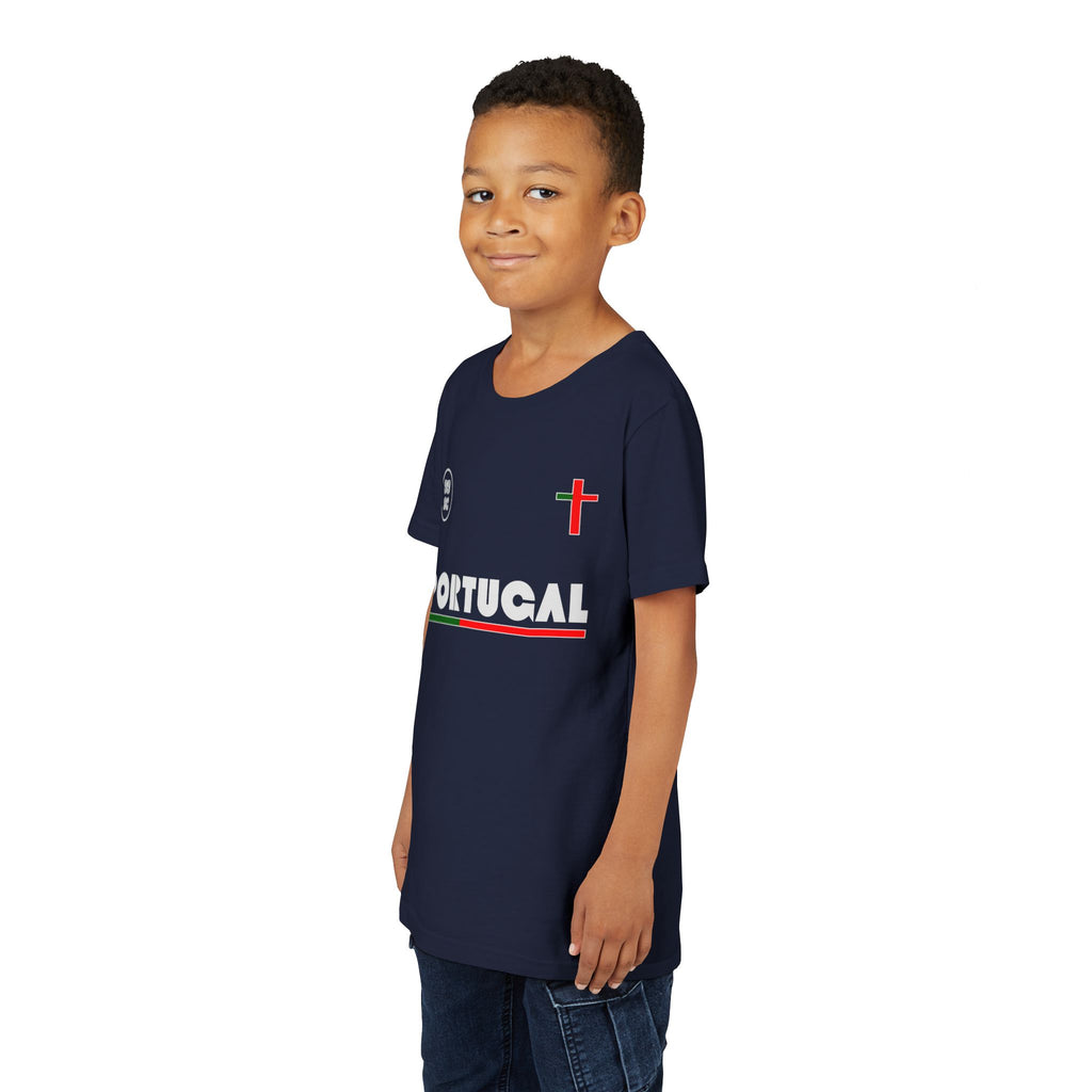 Our Lady of Fátima Catholic T-Shirt · Portugal Soccer Youth Tee · Unisex Marian Devotion Apparel · Made in USA · 100% Profits Donated · 2026