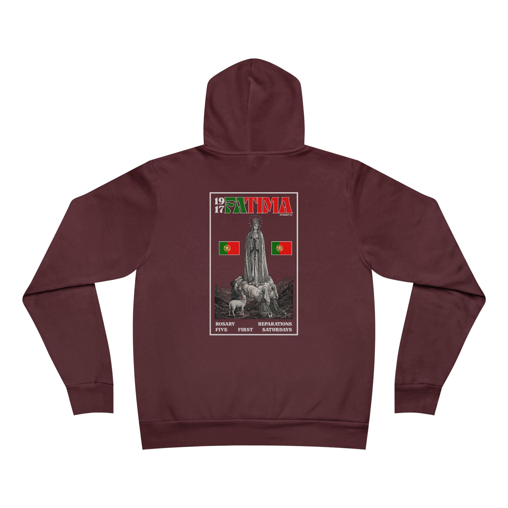 Our Lady of Fátima Catholic Hoodie · Portugal Soccer · Premium Marian Devotion Apparel · Made in USA · 100% Profits Donated · 2026