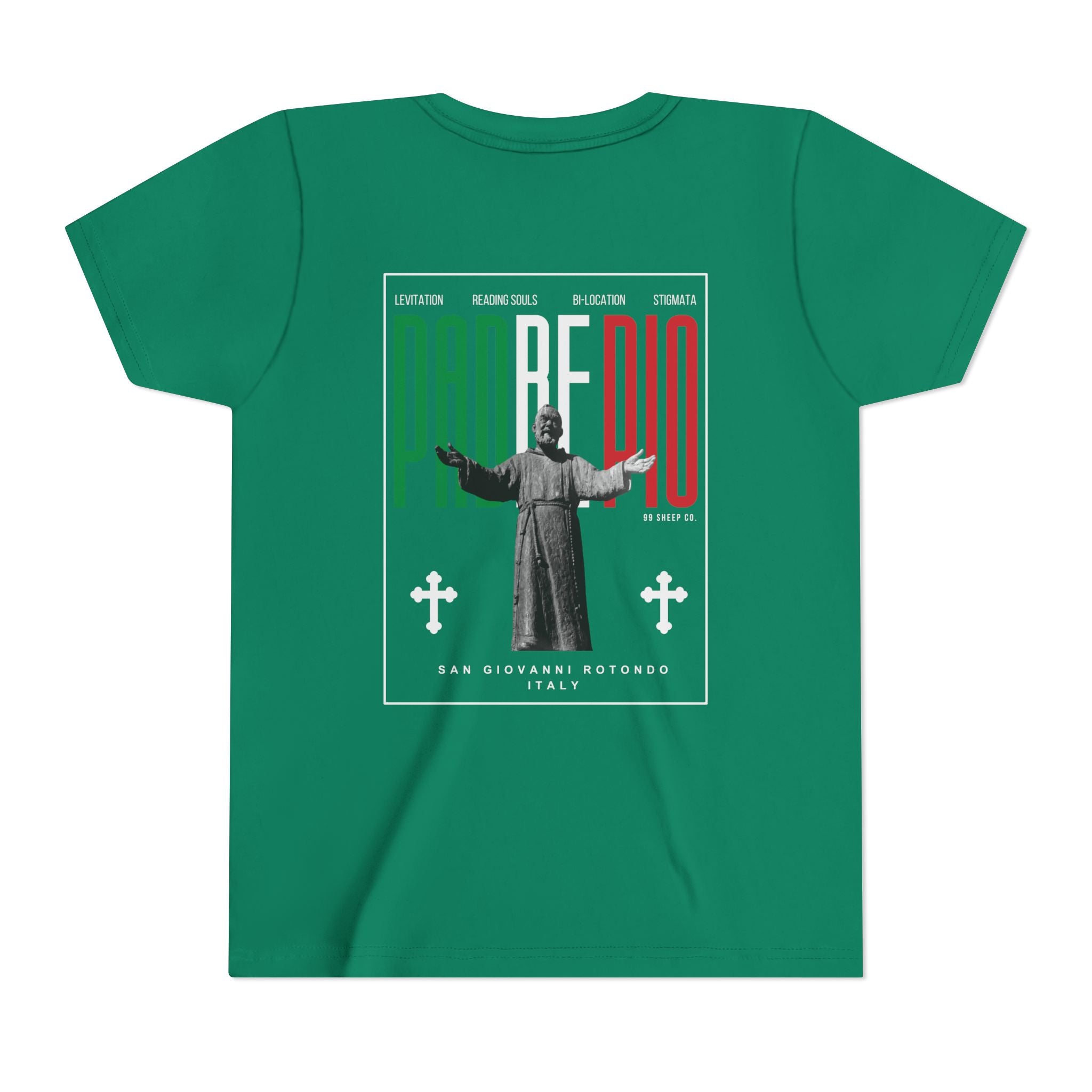 Padre Pio × Italy — "Pray, Hope, Don't Worry" Youth Tee | Saints of the Pitch