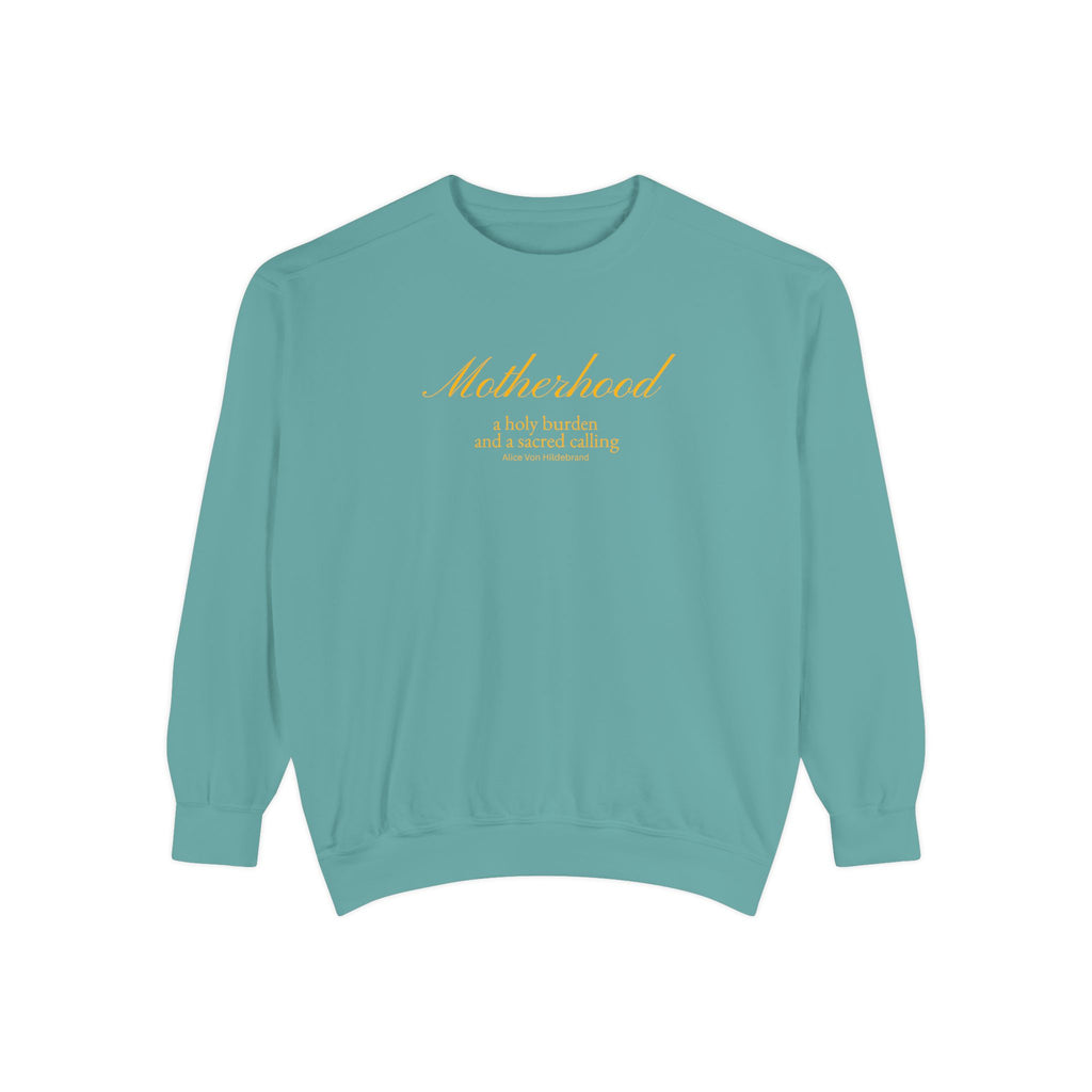 Motherhood | Our Lady of Sorrows - Premium Catholic Garment Dyed Sweatshirt