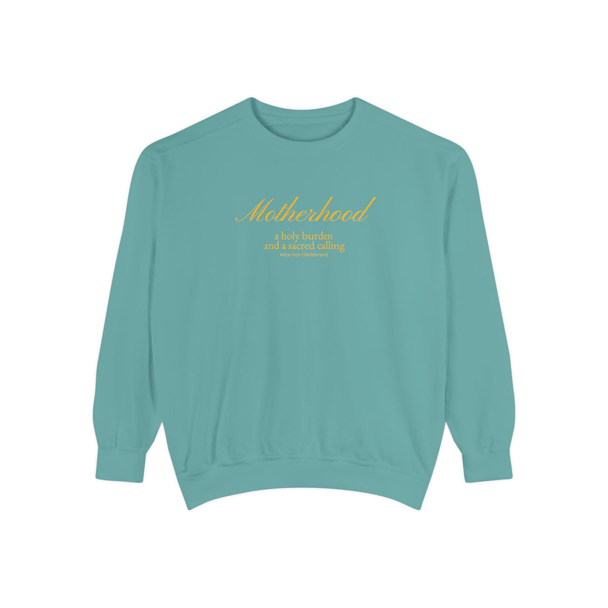 Motherhood | Our Lady of Sorrows - Premium Catholic Garment Dyed Sweatshirt