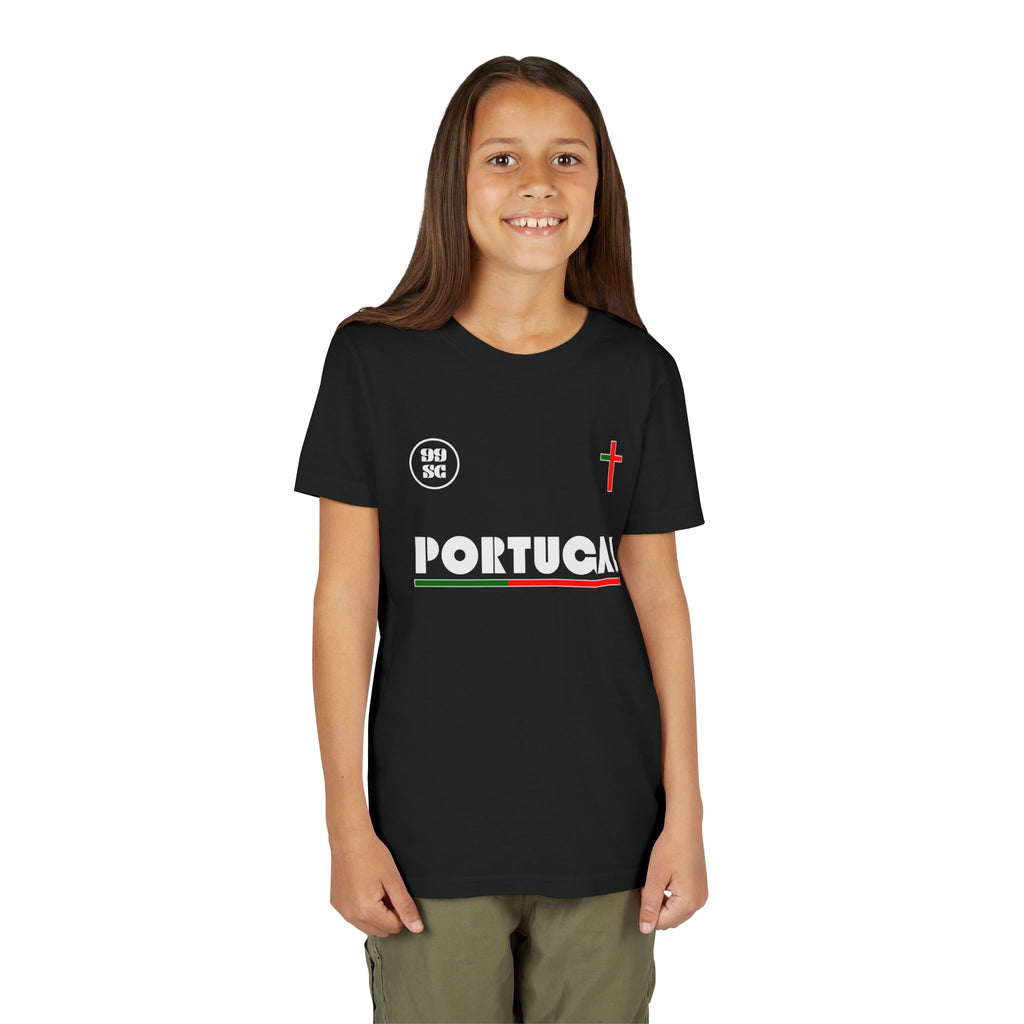 Our Lady of Fátima Catholic T-Shirt · Portugal Soccer Youth Tee · Unisex Marian Devotion Apparel · Made in USA · 100% Profits Donated · 2026