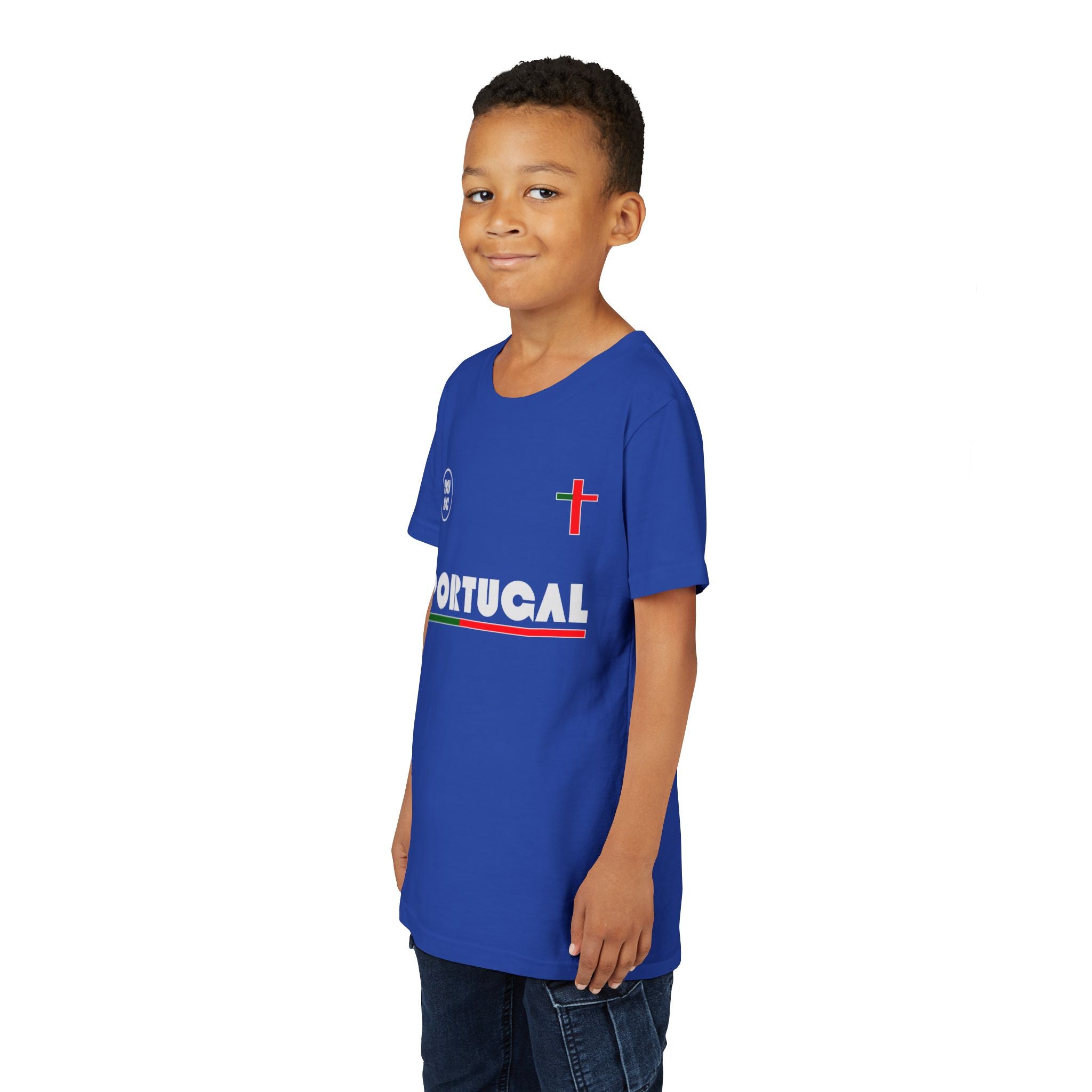 Our Lady of Fátima Catholic T-Shirt · Portugal Soccer Youth Tee · Unisex Marian Devotion Apparel · Made in USA · 100% Profits Donated · 2026