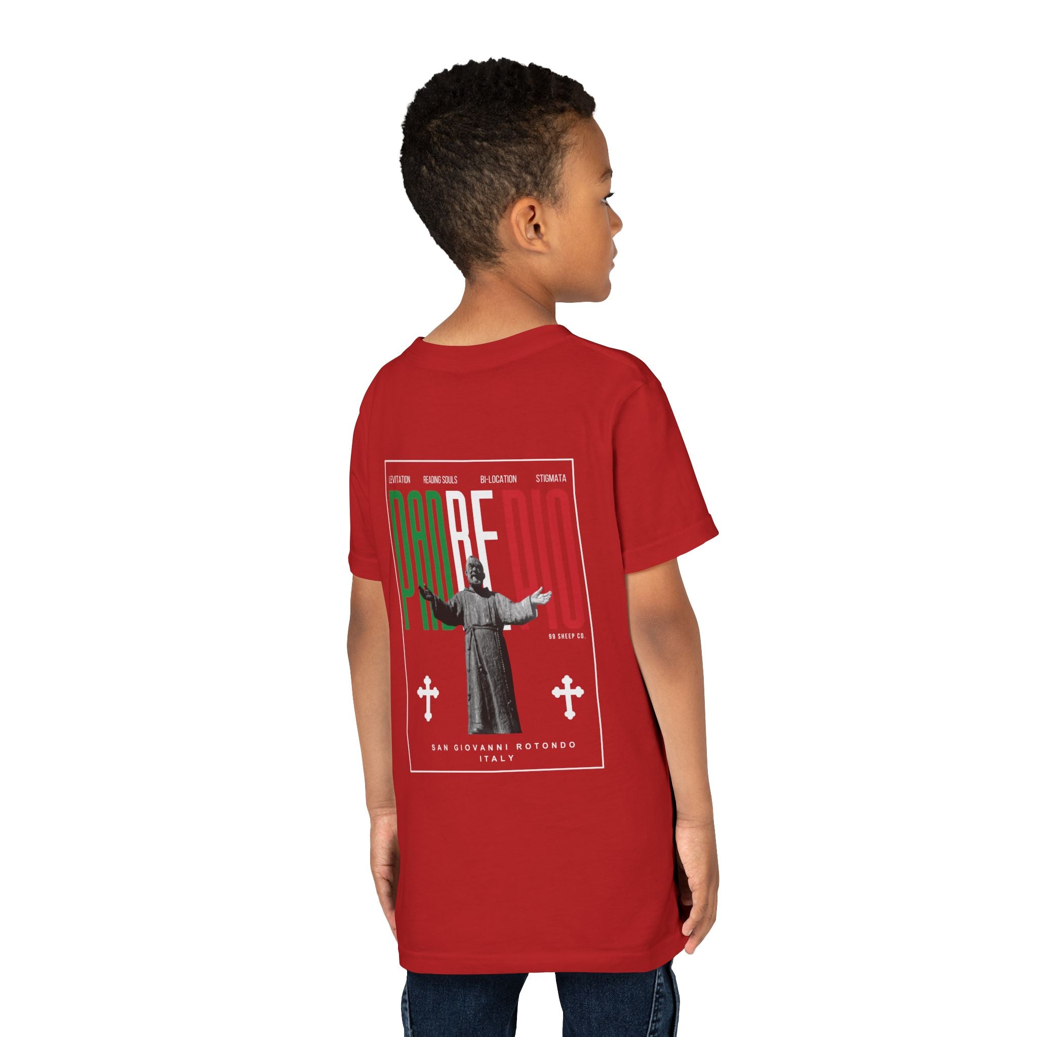 Padre Pio × Italy — "Pray, Hope, Don't Worry" Youth Tee | Saints of the Pitch