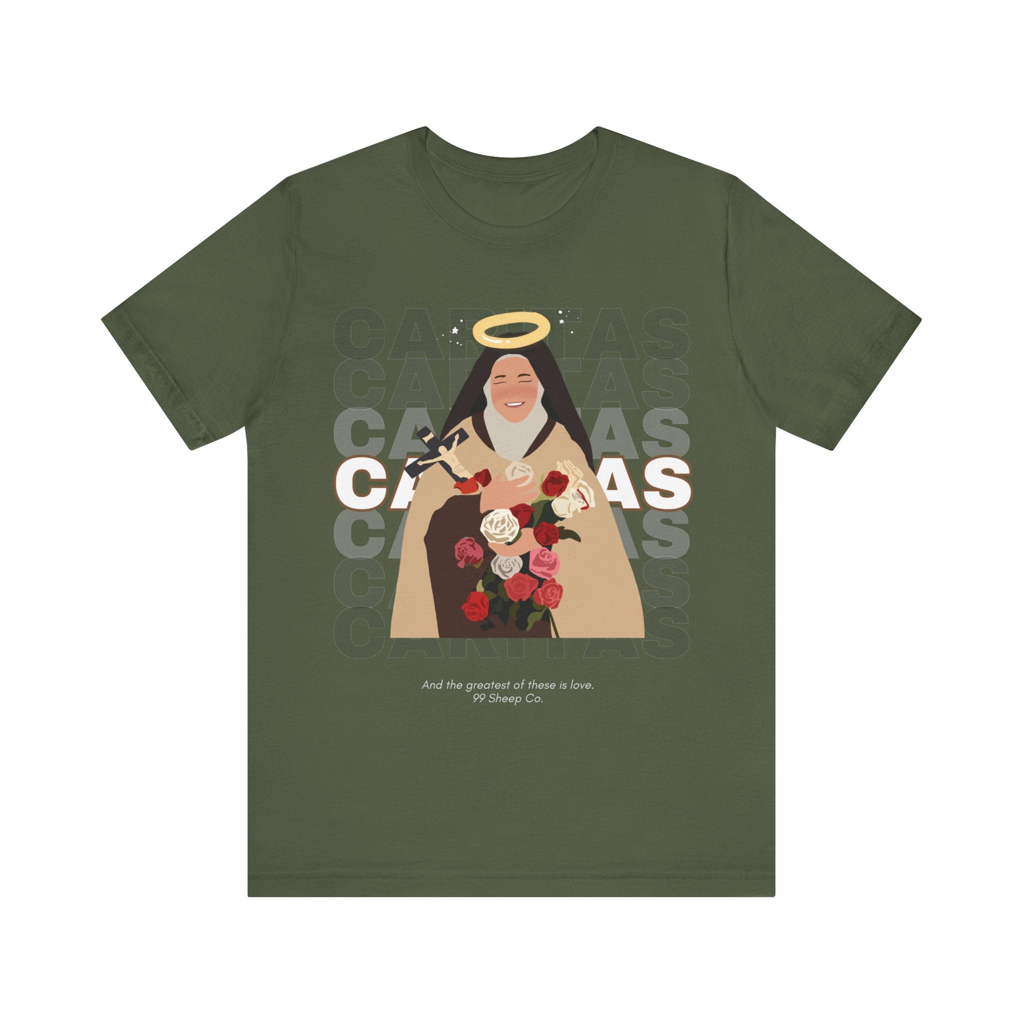 Caritas - St. Therese of Lisieux - 99 Sheep Signature Collection - Premium Unisex Adult Tee Shirt