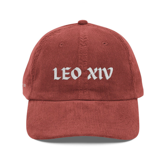 LEO XIV Vintage Embroidery Corduroy Cap