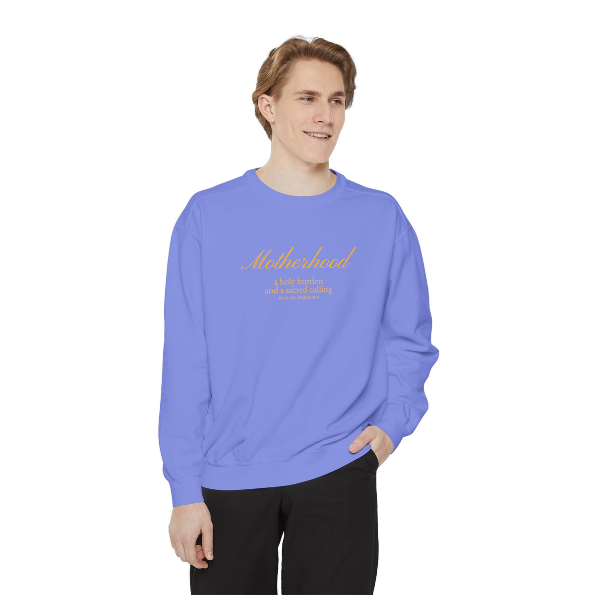 Motherhood | Our Lady of Sorrows - Premium Catholic Garment Dyed Sweatshirt