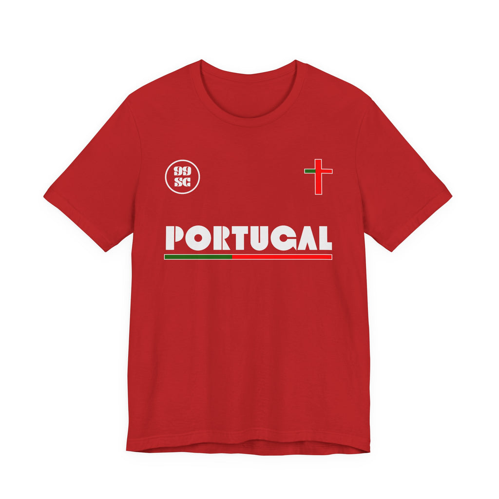 Our Lady of Fátima Catholic T-Shirt · Portugal Soccer Tee · Marian Devotion Apparel · Made in USA · 100% Profits Donated · 2026