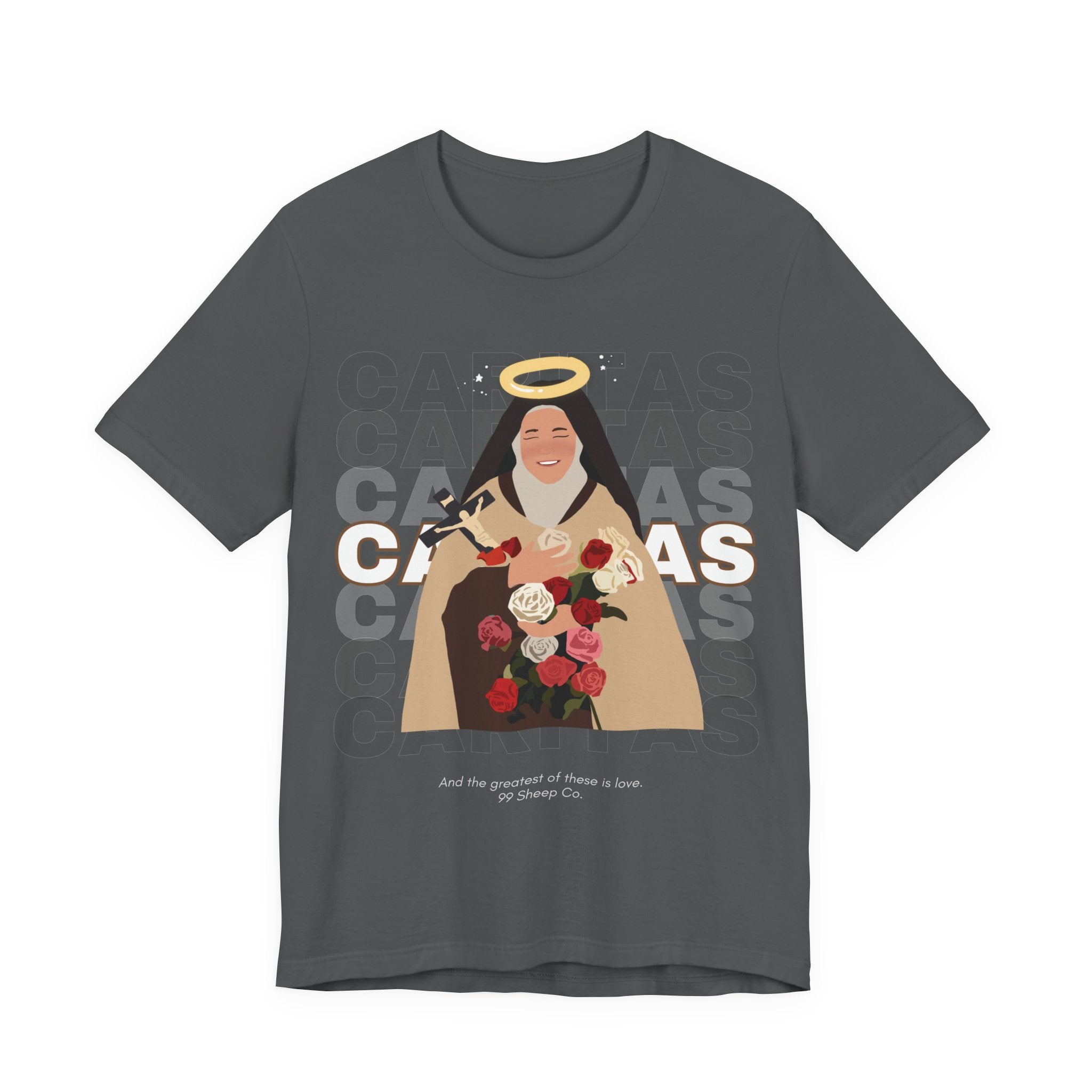 Caritas - St. Therese of Lisieux - 99 Sheep Signature Collection - Premium Unisex Adult Tee Shirt