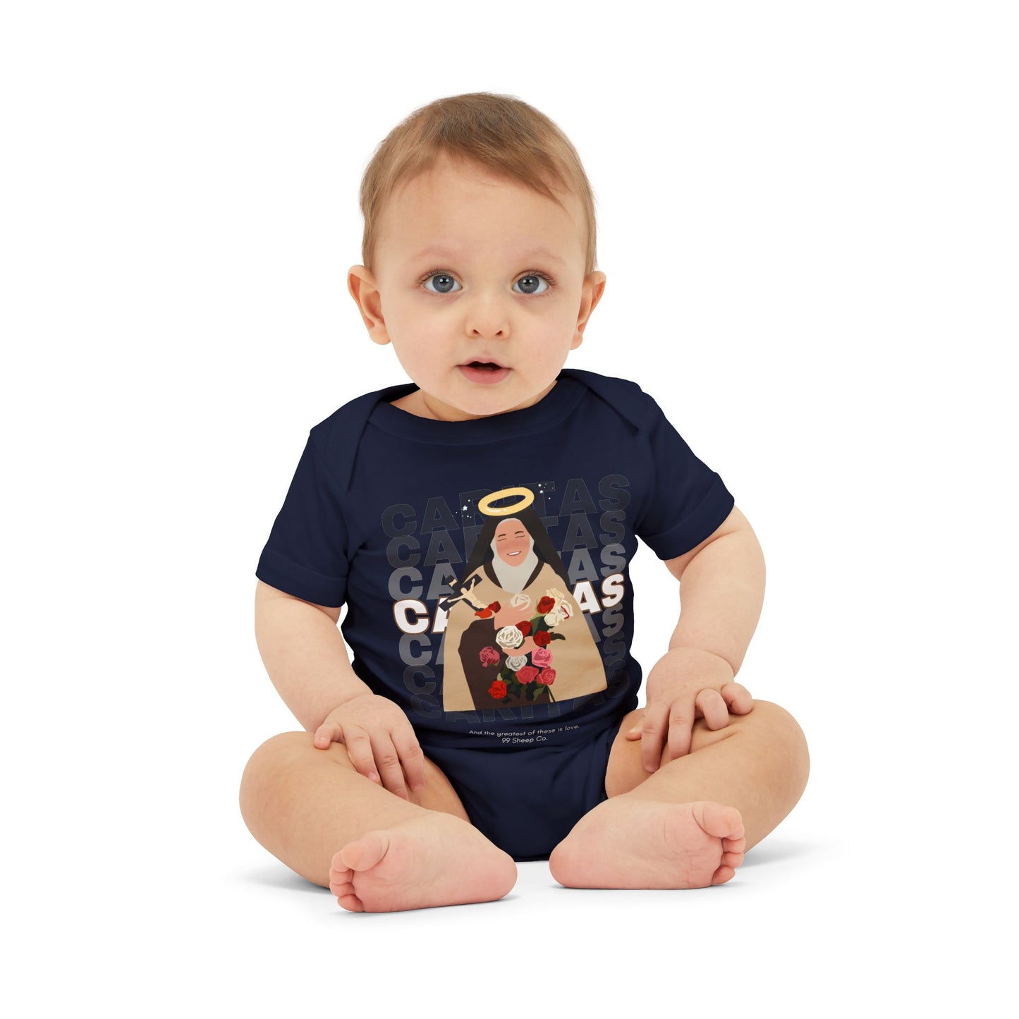 Caritas - St. Therese of Lisieux - 99 Sheep Signature Collection - Premium Unisex Baby Onesie