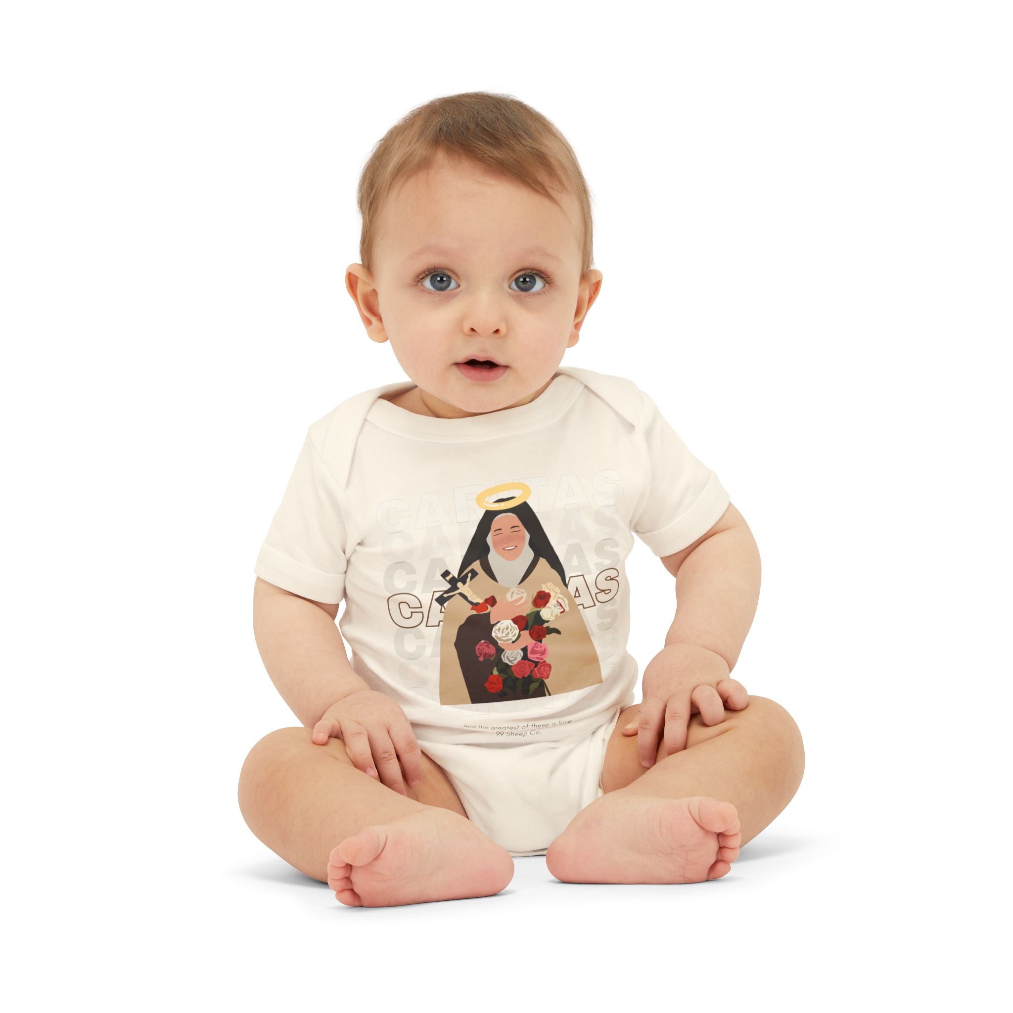 Caritas - St. Therese of Lisieux - 99 Sheep Signature Collection - Premium Unisex Baby Onesie