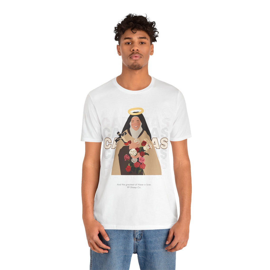 Caritas - St. Therese of Lisieux - 99 Sheep Signature Collection - Premium Unisex Adult Tee Shirt