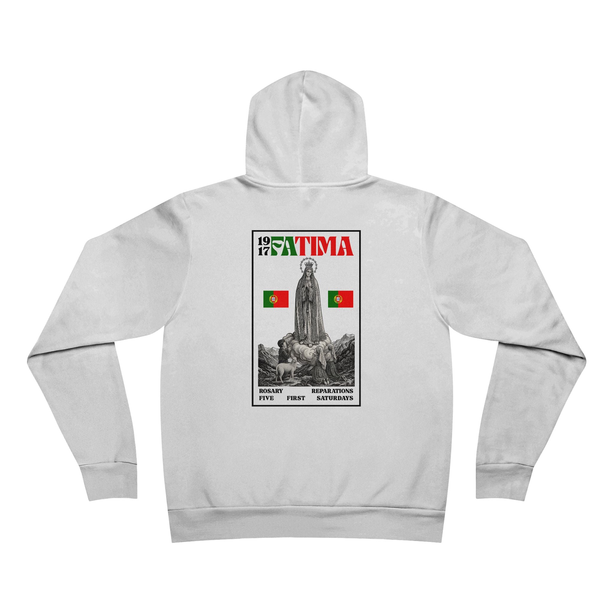 Our Lady of Fátima Catholic Hoodie · Portugal Soccer · Premium Marian Devotion Apparel · Made in USA · 100% Profits Donated · 2026