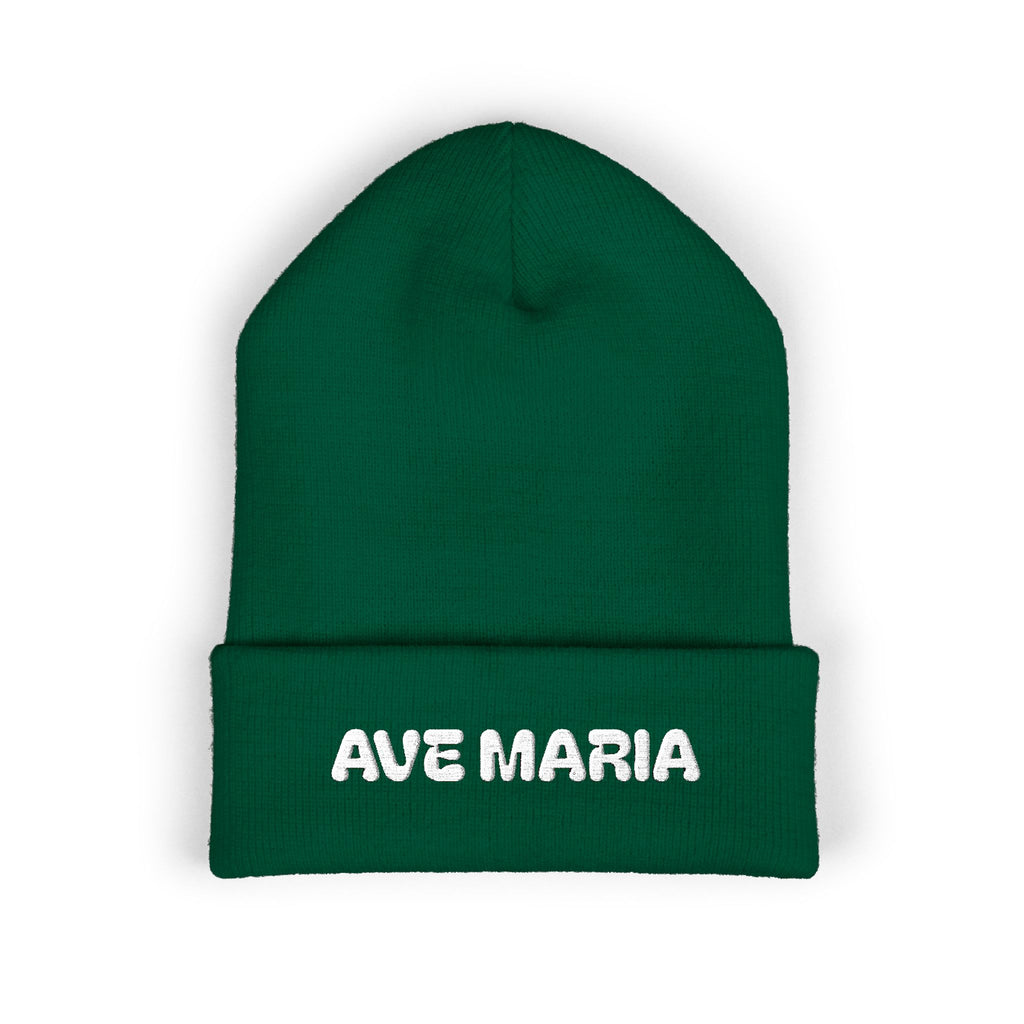 Ave Maria Embroidered Cuffed Beanie Unisex