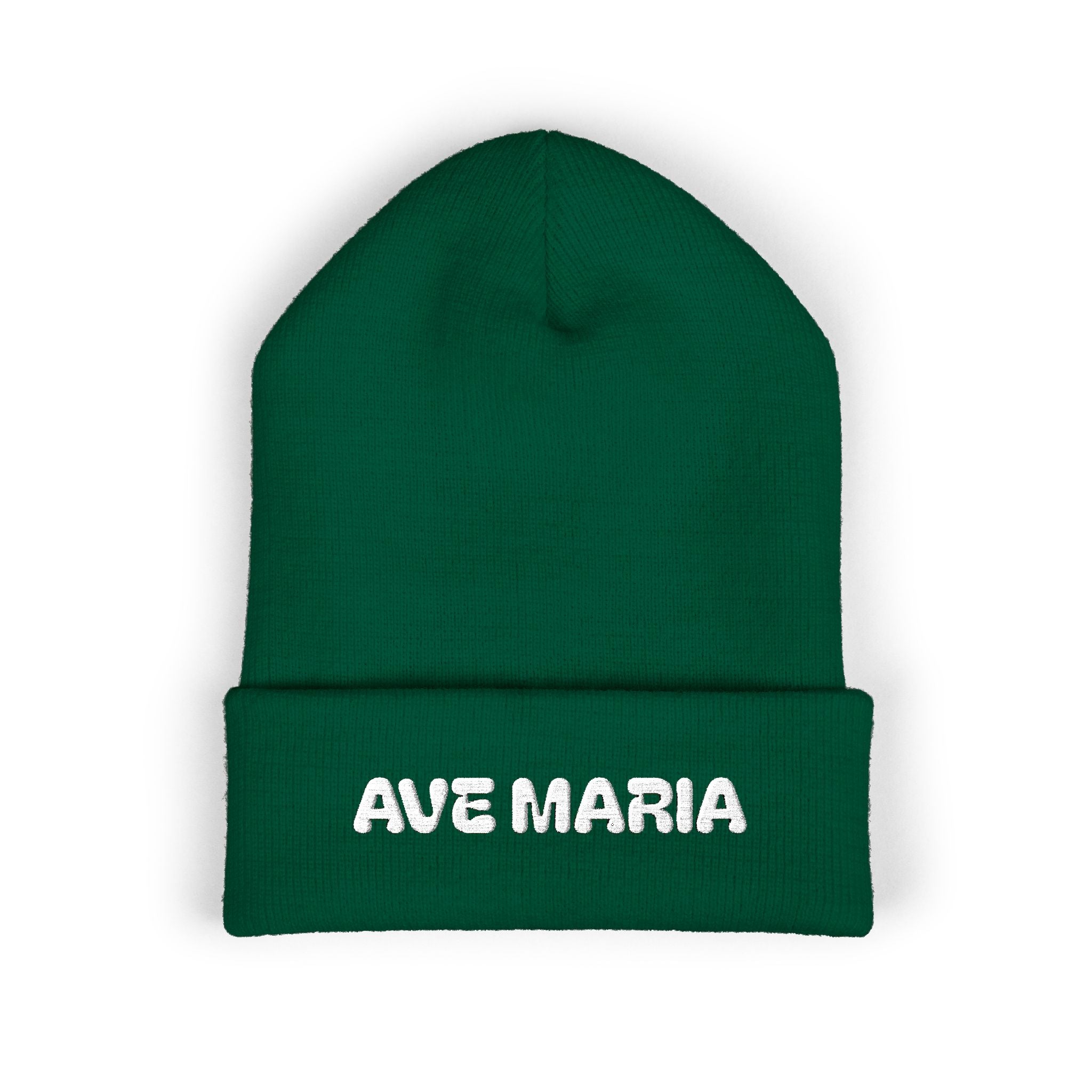 Ave Maria Embroidered Cuffed Beanie Unisex