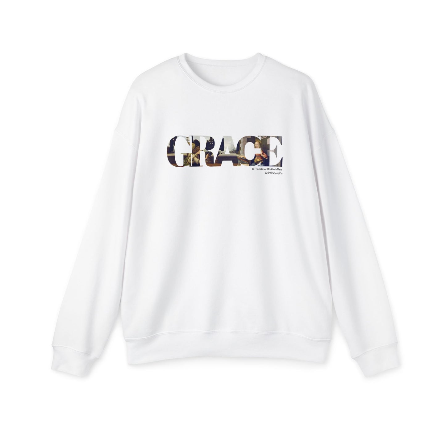 Grace - The Annunciation - Premium Unisex Drop Shoulder Sweatshirt