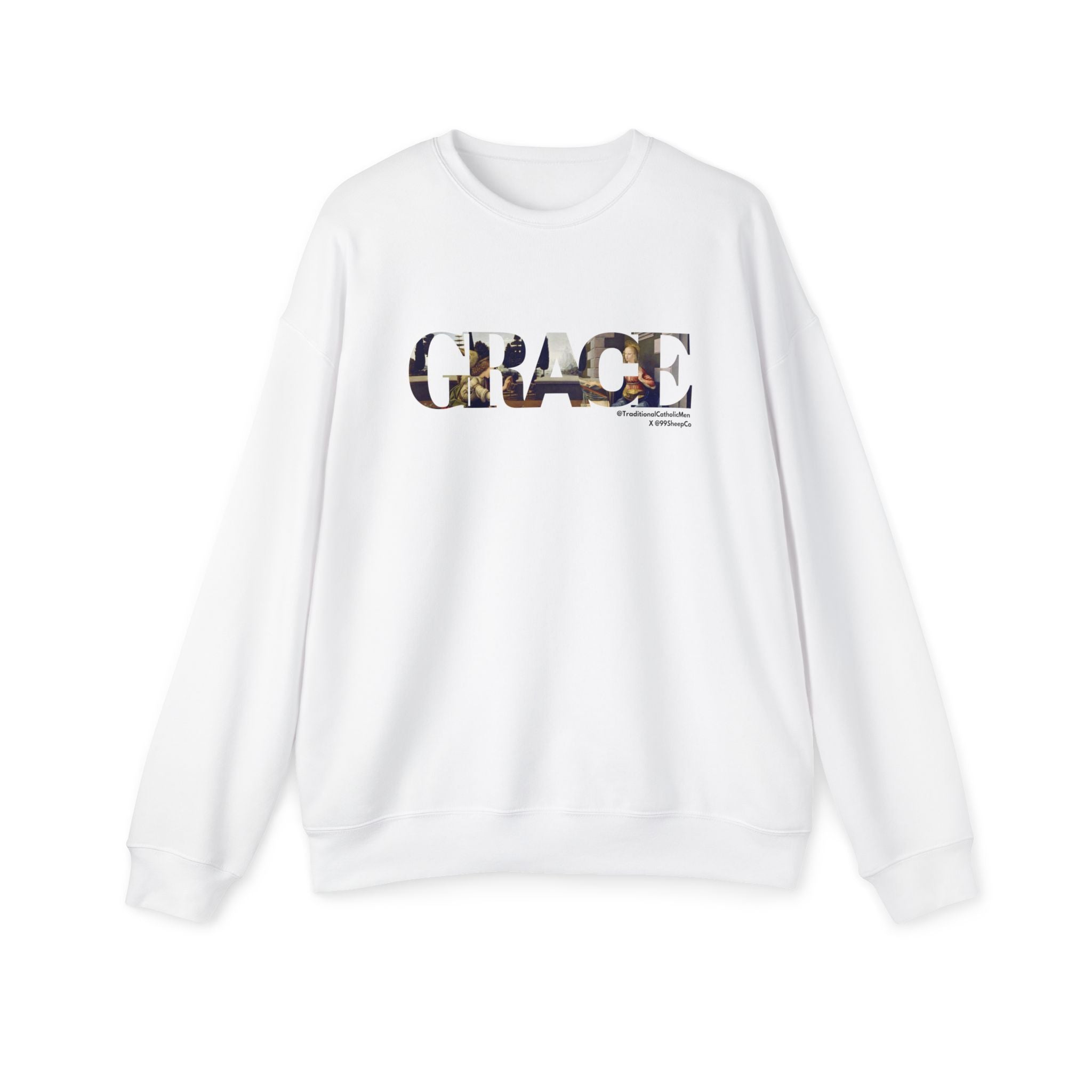 Grace - The Annunciation - Premium Unisex Drop Shoulder Sweatshirt