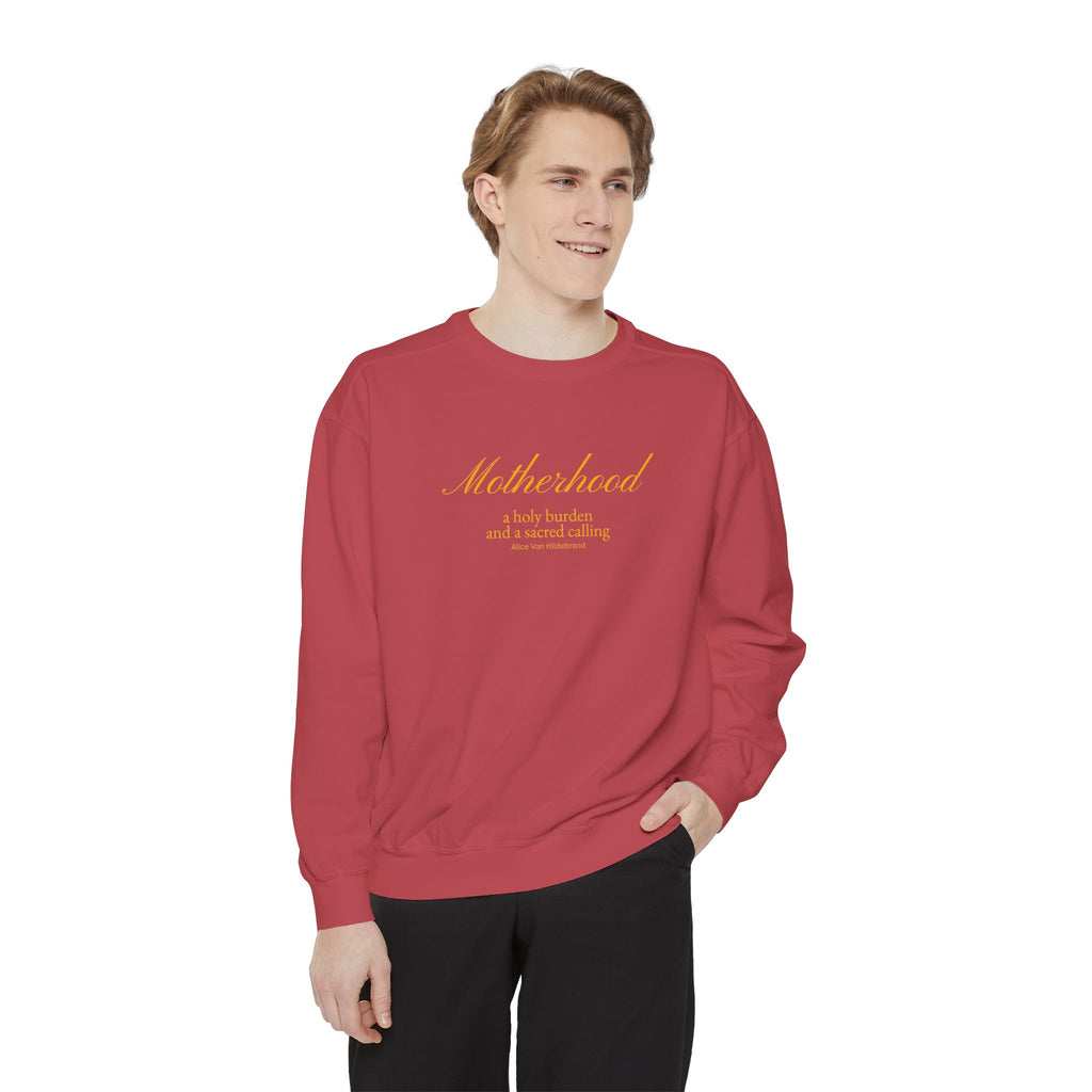 Motherhood | Our Lady of Sorrows - Premium Catholic Garment Dyed Sweatshirt