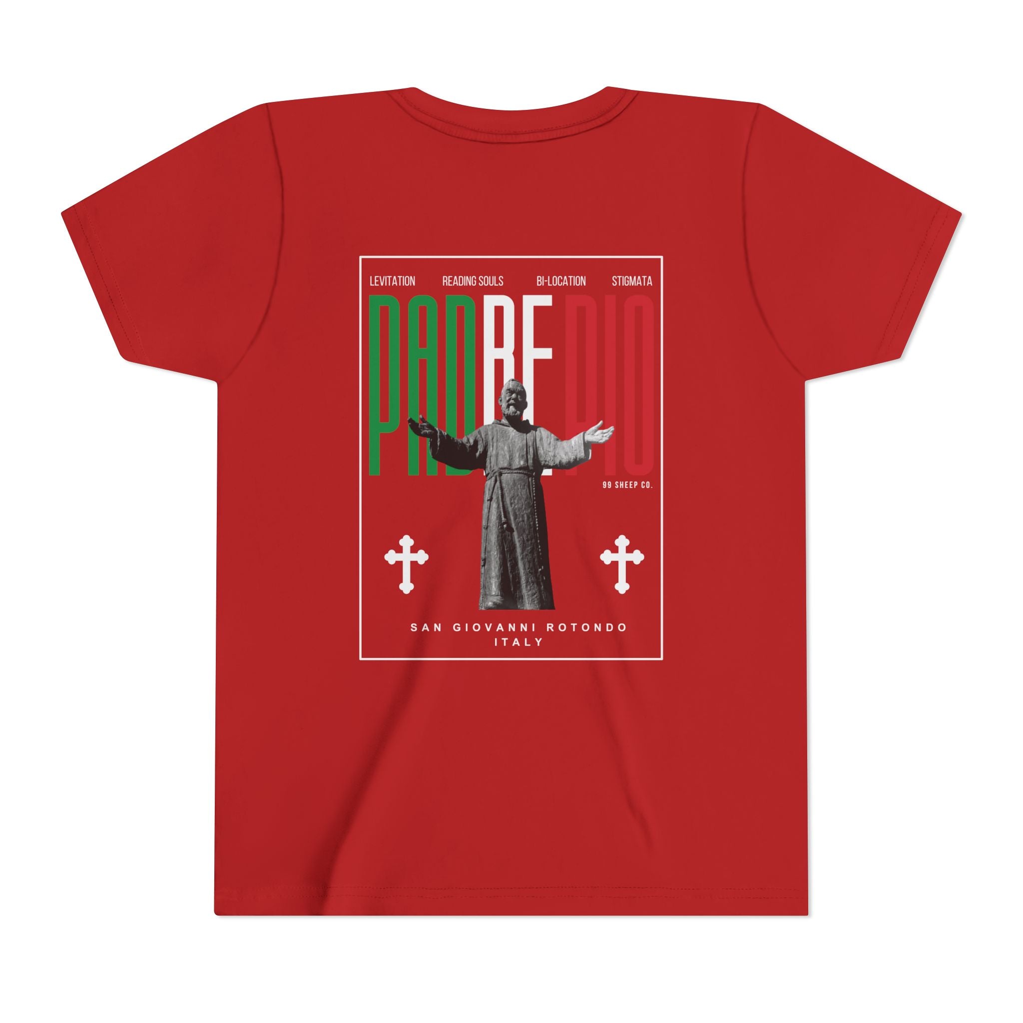 Padre Pio × Italy — "Pray, Hope, Don't Worry" Youth Tee | Saints of the Pitch