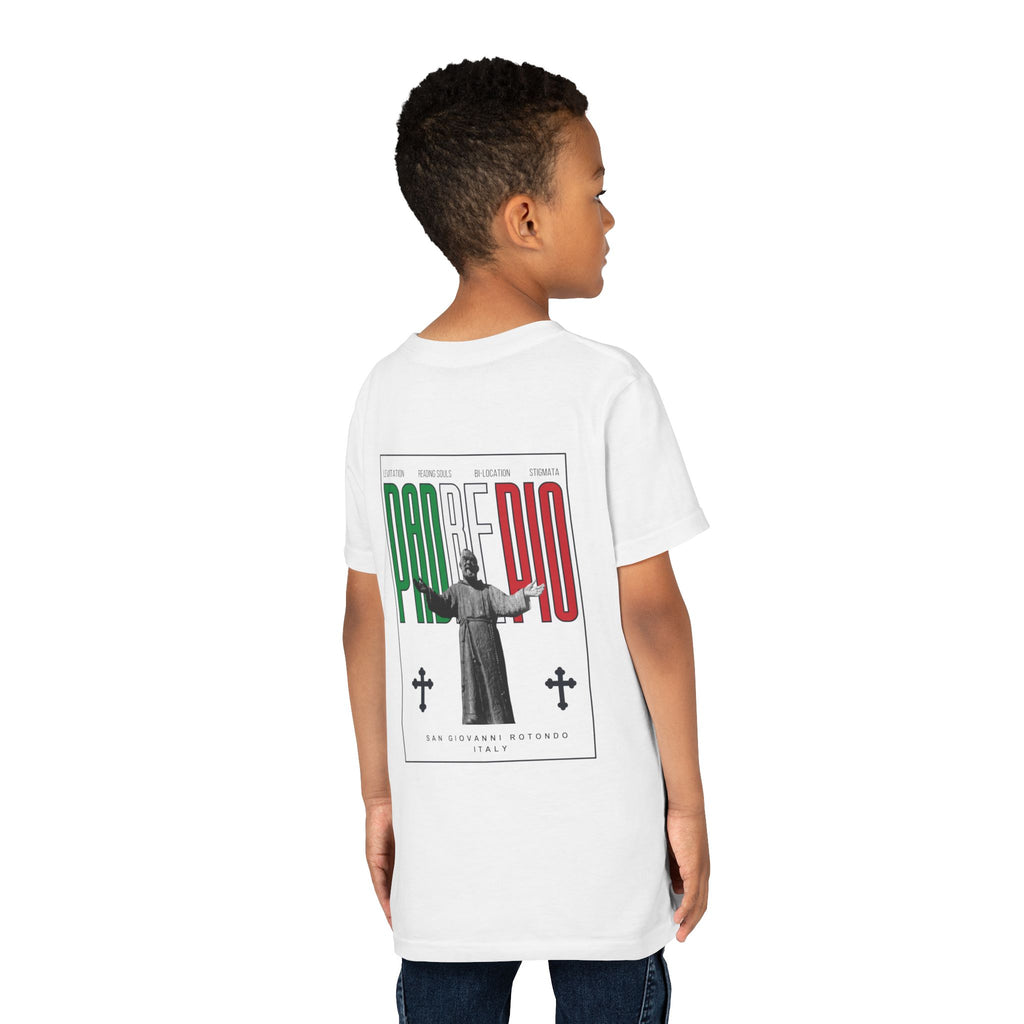 Padre Pio × Italy — "Pray, Hope, Don't Worry" Youth Tee | Saints of the Pitch