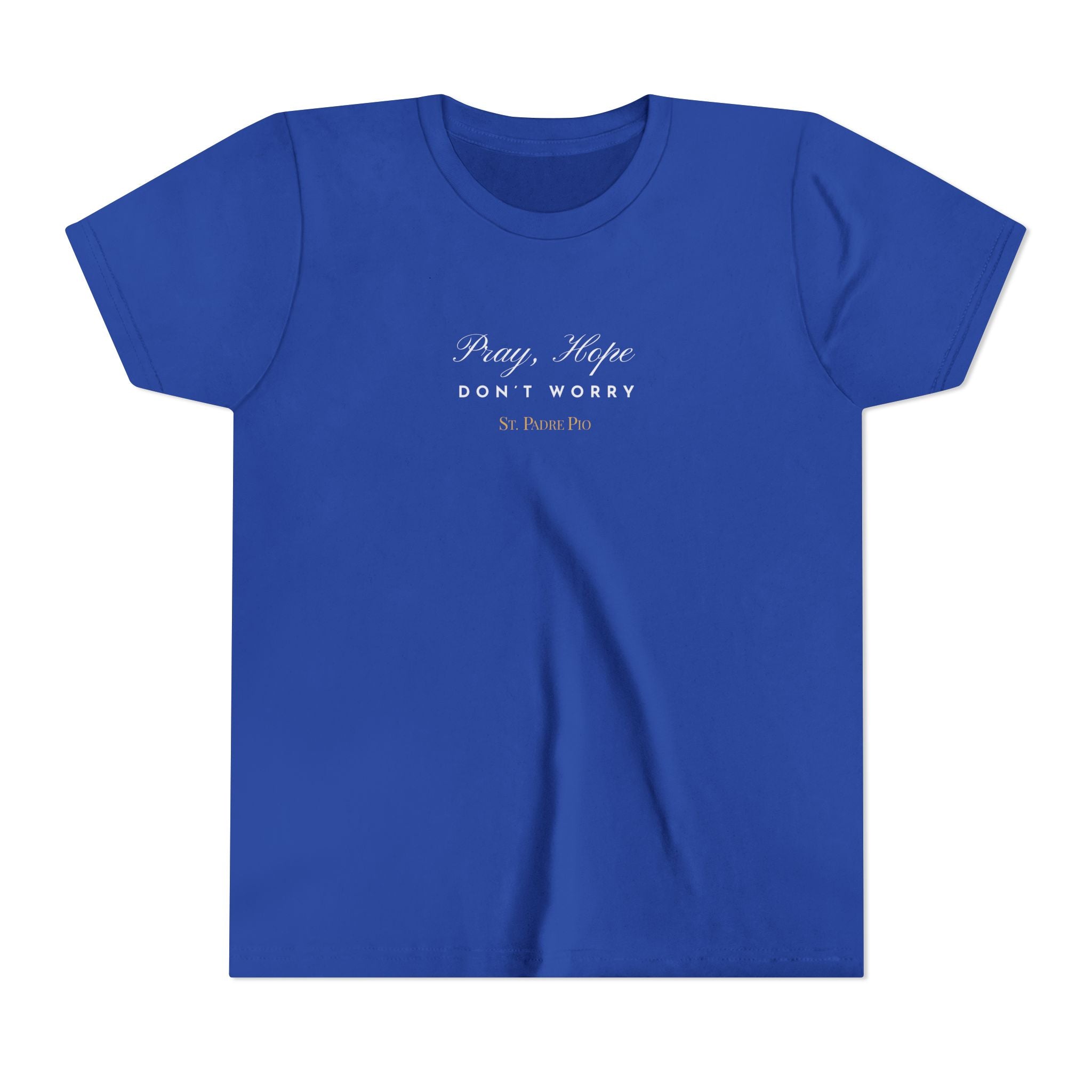 Padre Pio × Italy — "Pray, Hope, Don't Worry" Youth Tee | Saints of the Pitch