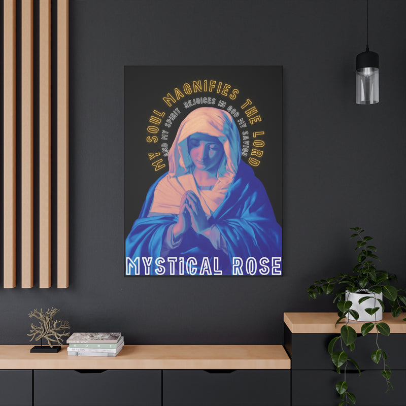 Mystical Rose Limited Edition - Virgin Mary Praying - Premium Black Matte Canvas Print — Religious Wall Art for Home & Bedroom Decor