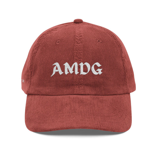 AMDG Vintage Embroidery Corduroy Cap